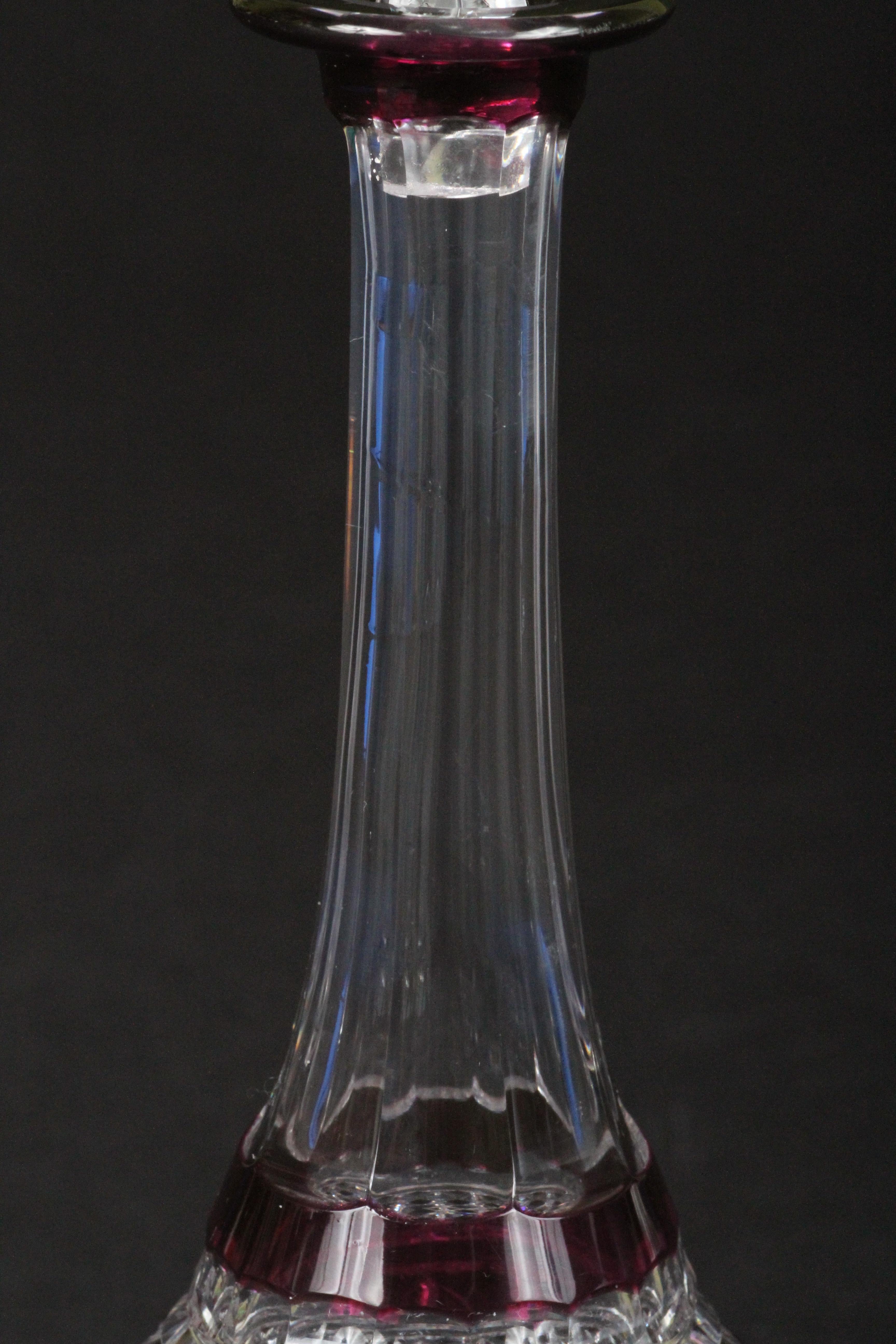 Val Saint Lambert Cut Crystal Amethyst Decanter In Good Condition For Sale In New York, NY