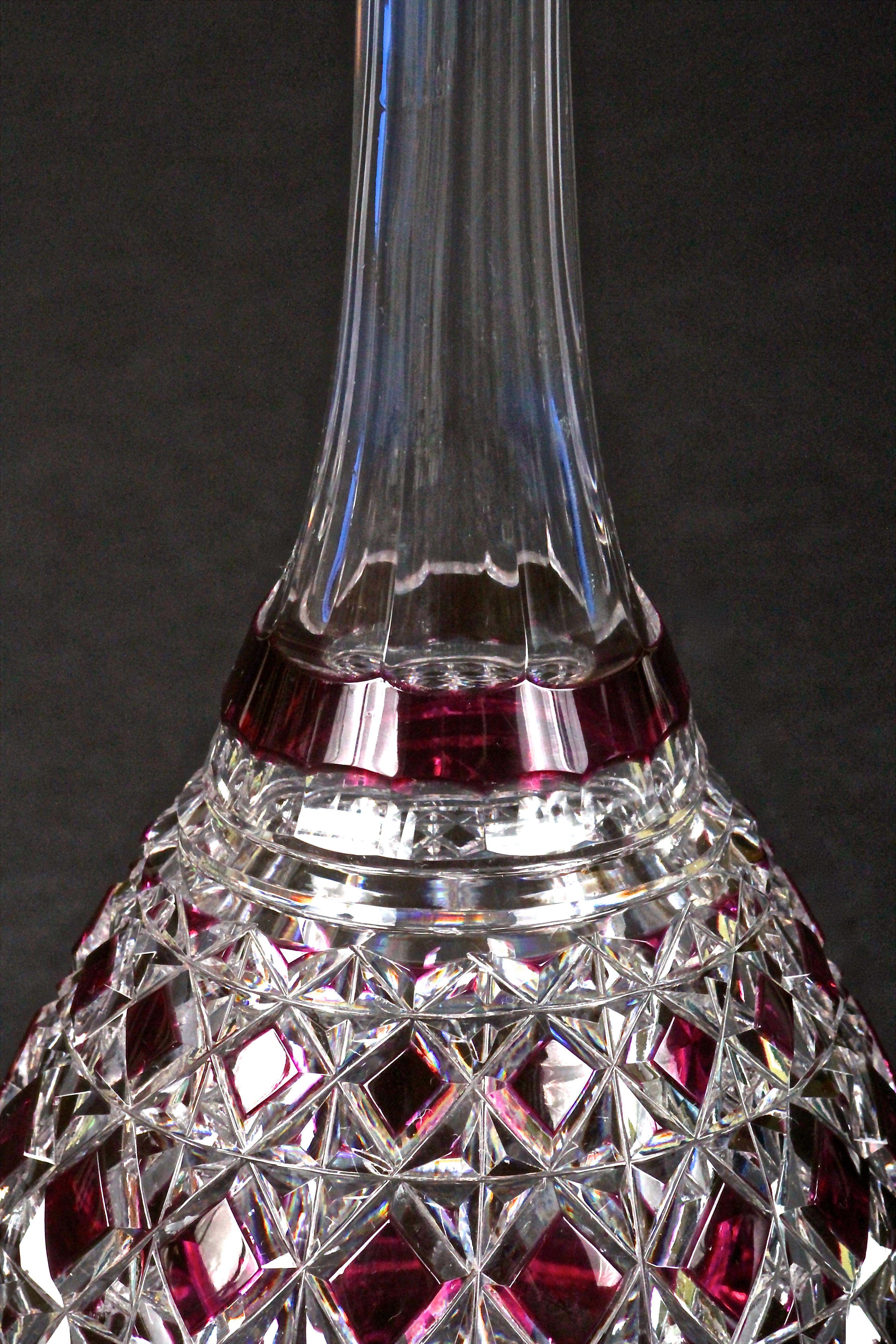 20th Century Val Saint Lambert Cut Crystal Amethyst Decanter For Sale