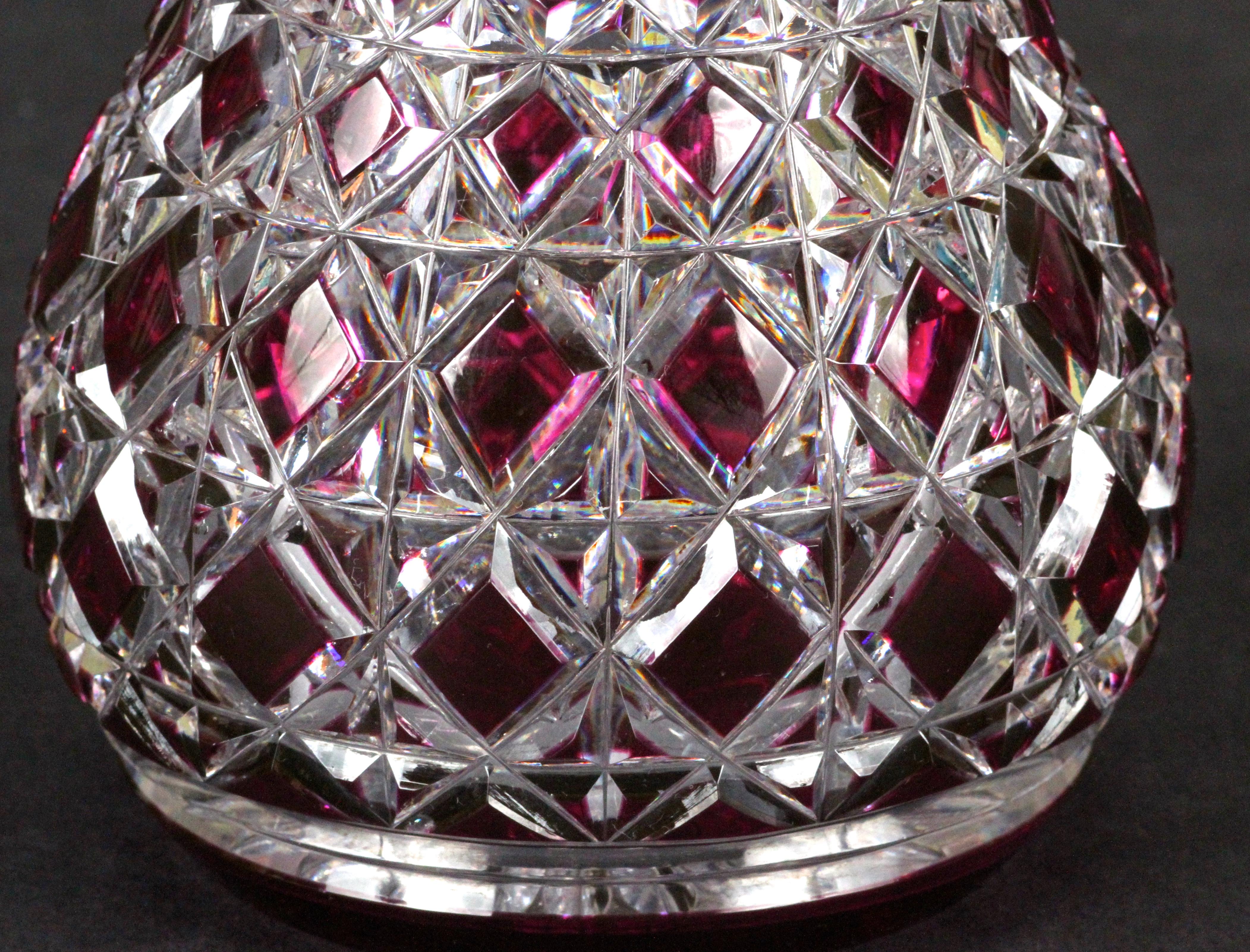 Val Saint Lambert Cut Crystal Amethyst Decanter For Sale 1