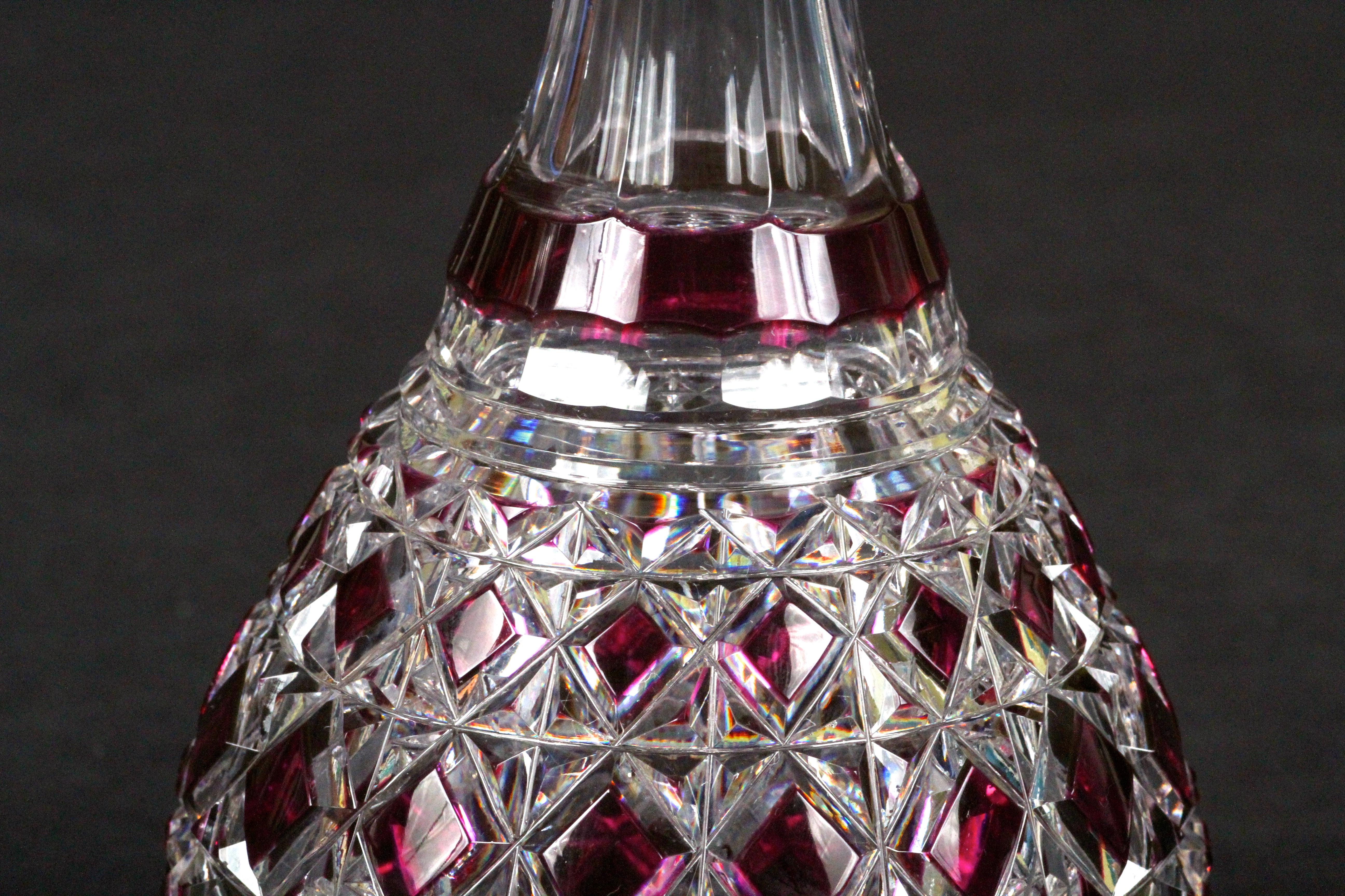 Val Saint Lambert Cut Crystal Amethyst Decanter For Sale 2