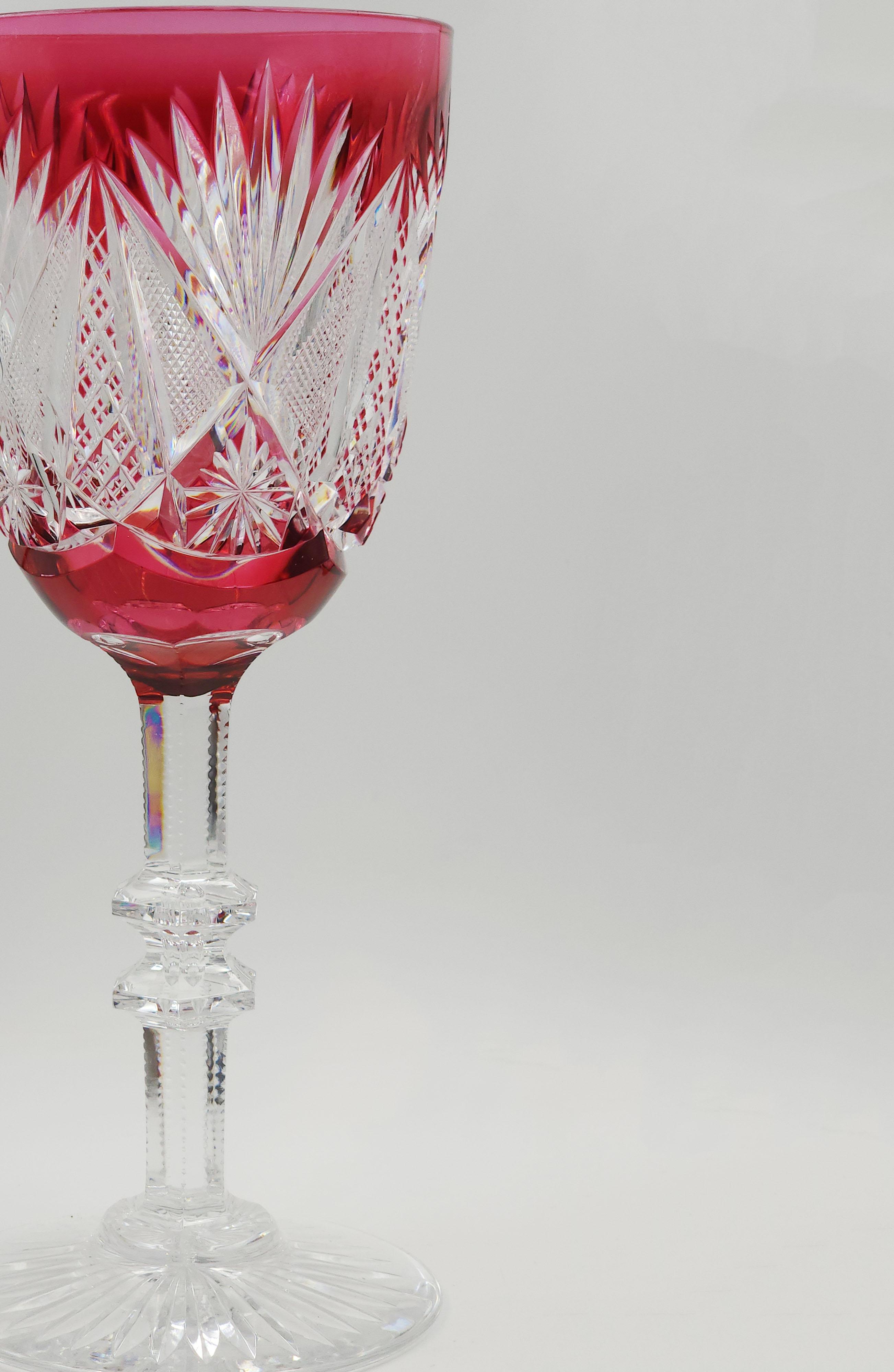 Mid-Century Modern Val Saint Lambert Cut Crystal Bridal Goblet For Sale