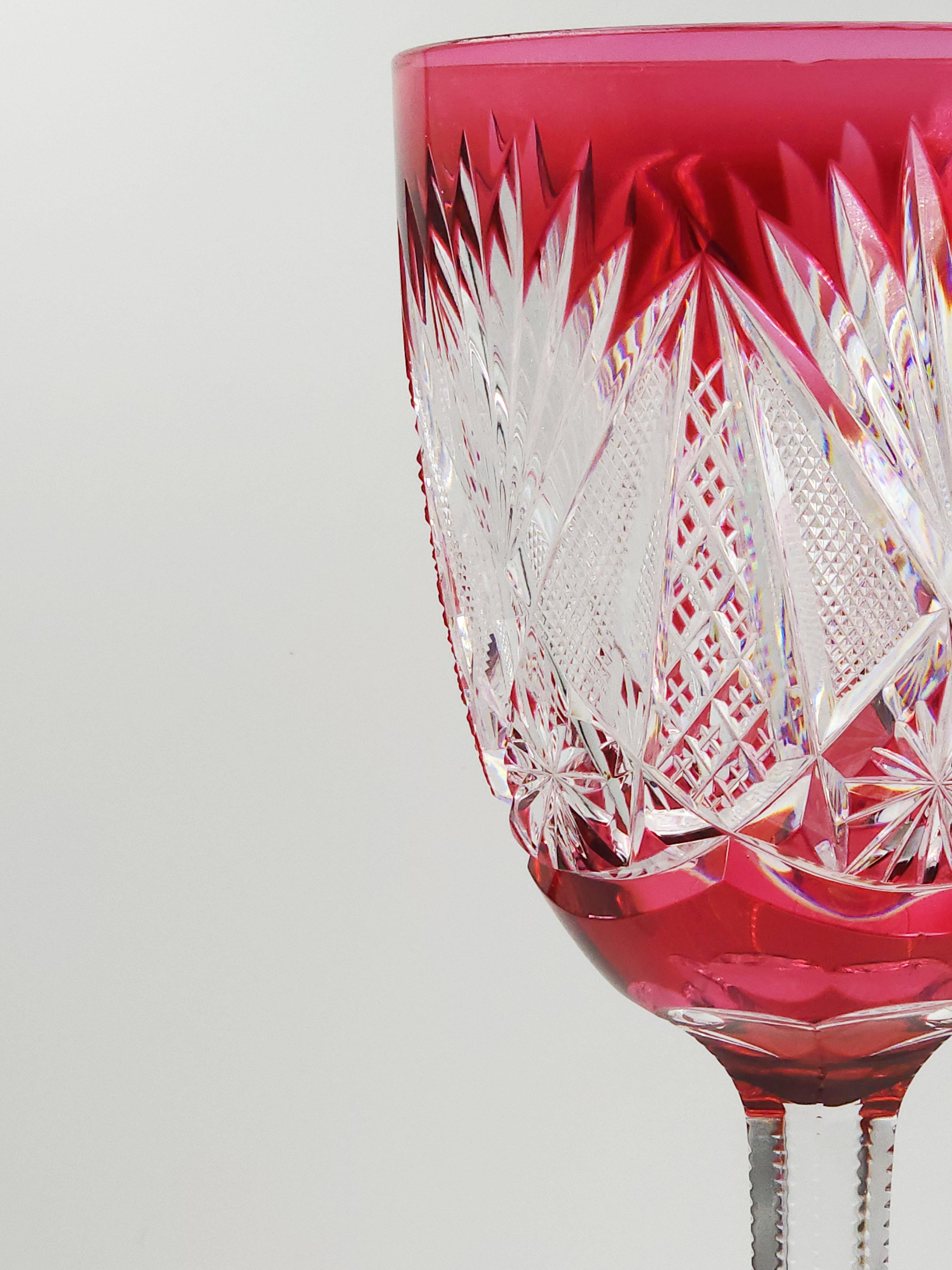 Hand-Crafted Val Saint Lambert Cut Crystal Bridal Goblet For Sale