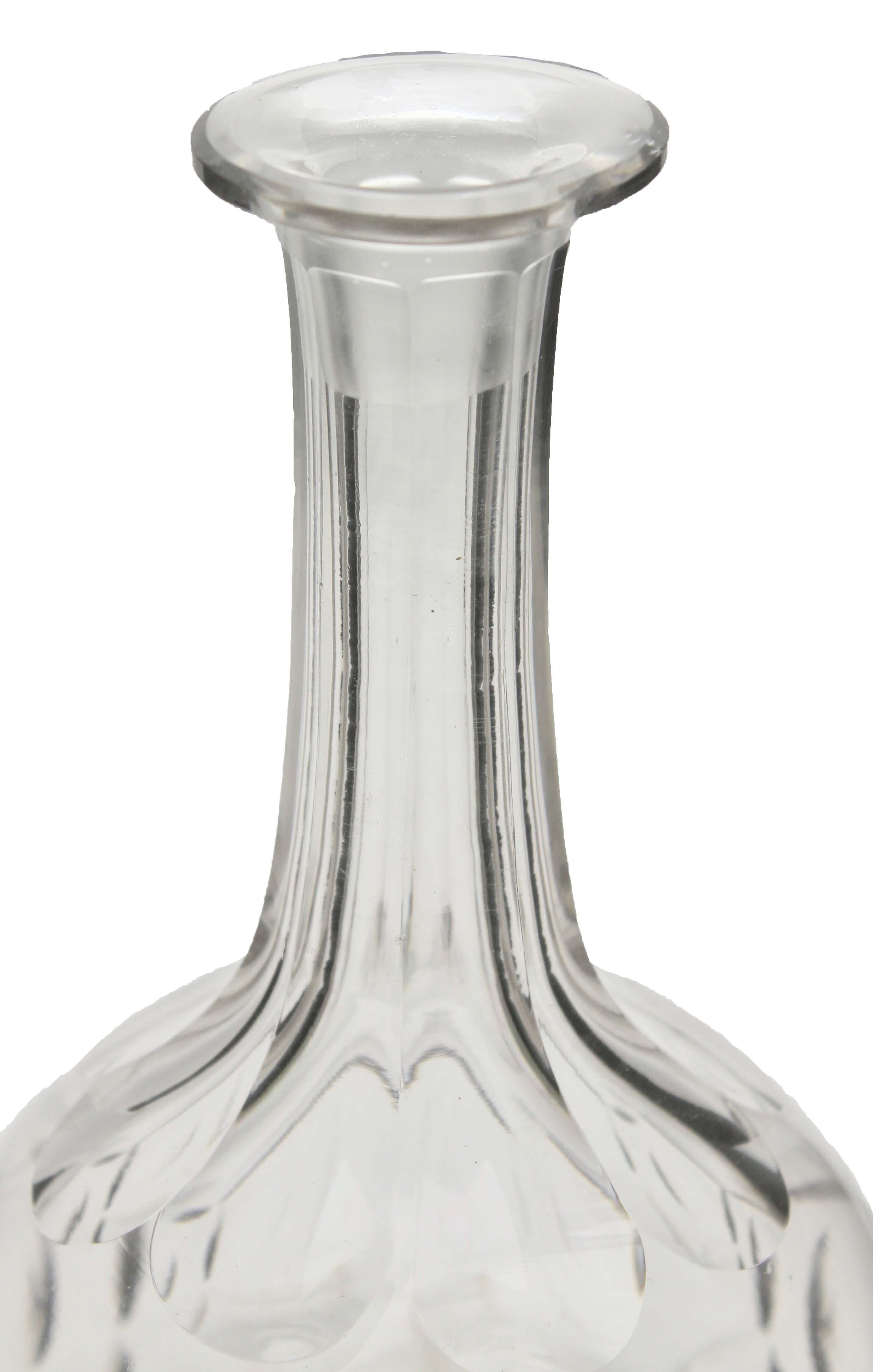 Mid-Century Modern Val Saint Lambert Cut-Crystal Decanter 20th Century, Founded in 1826, Belgium For Sale