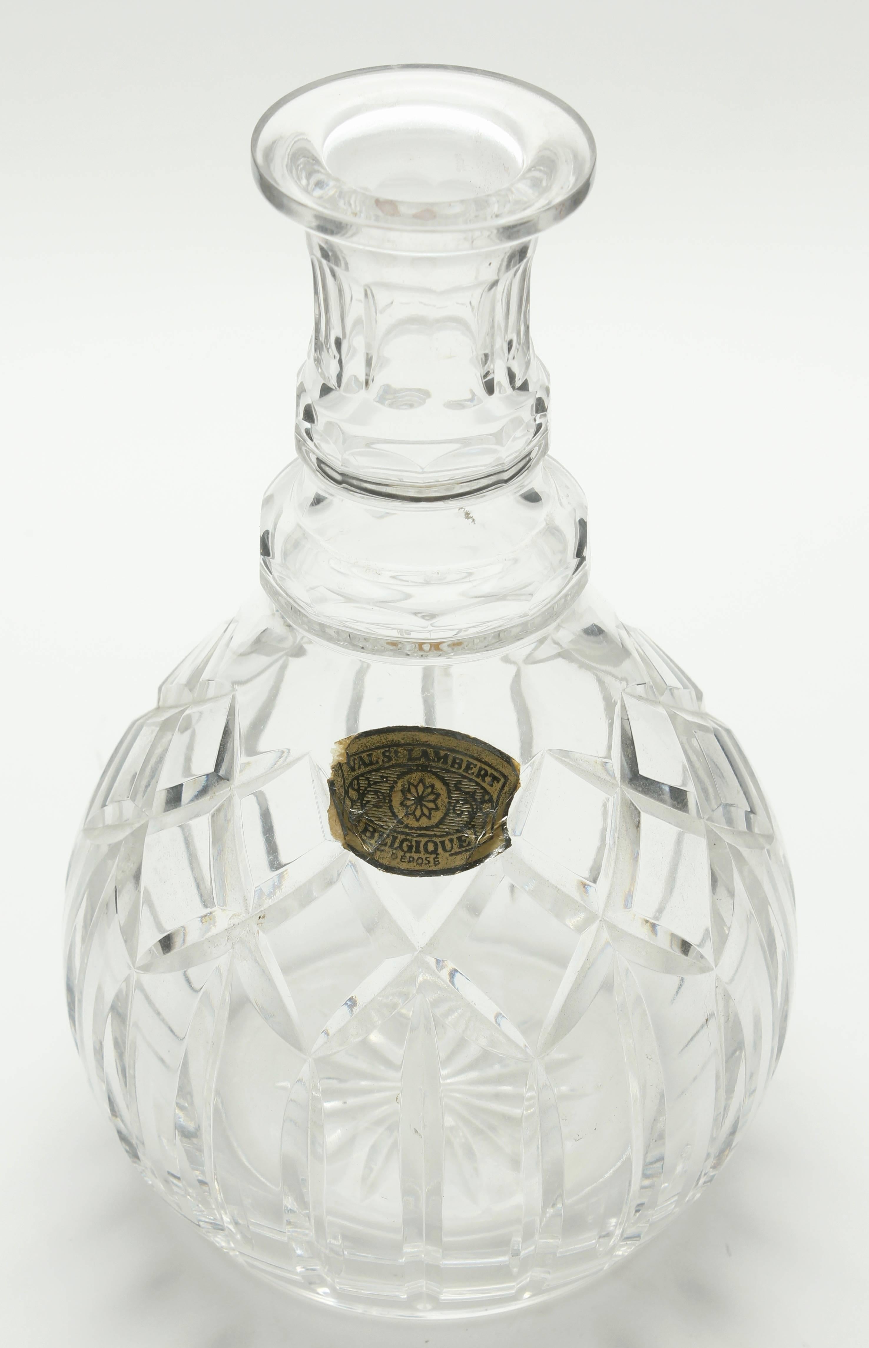 Val Saint Lambert Cut-Crystal Decanter 20th Century, Founded in 1826, Belgium In Good Condition For Sale In Verviers, BE