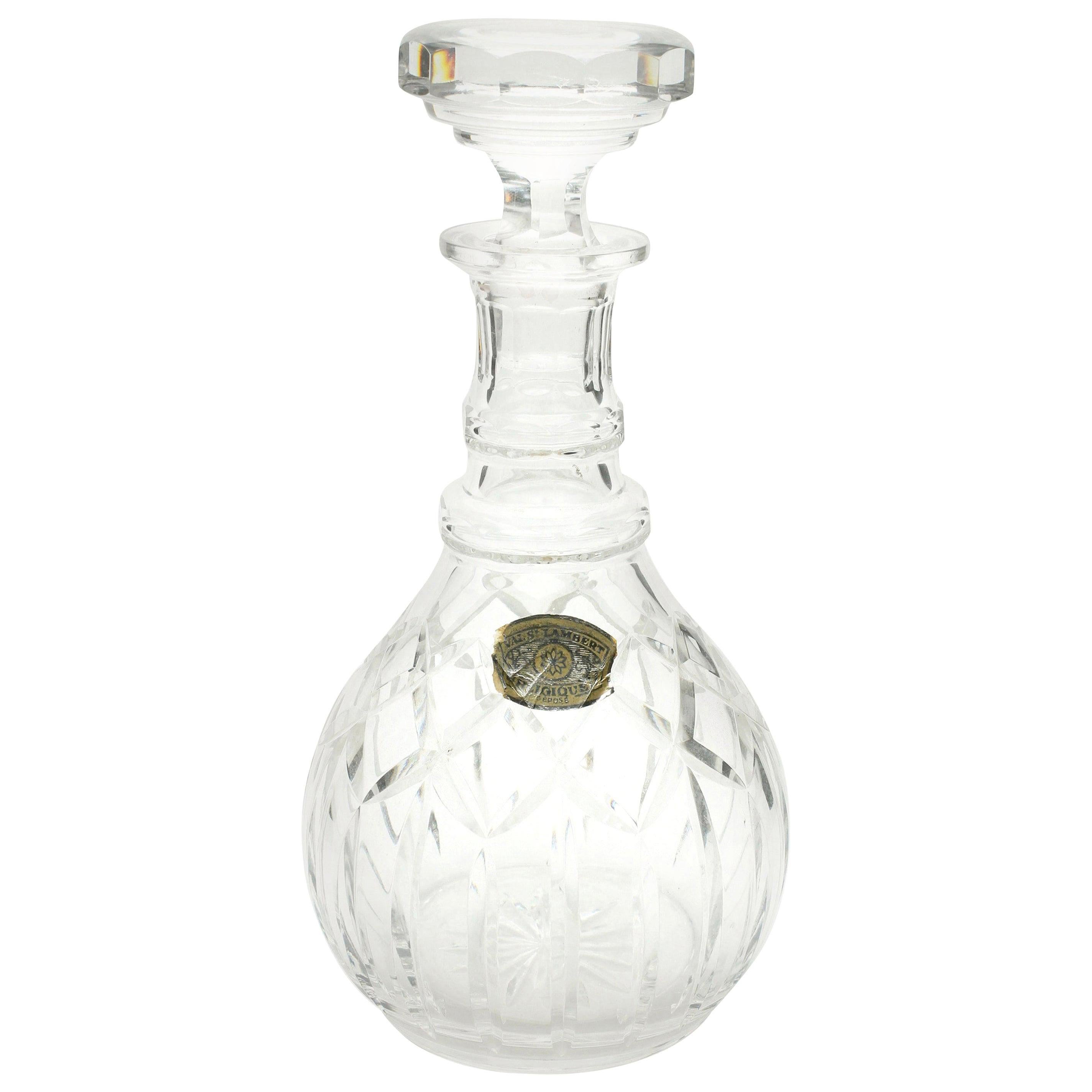 Val Saint Lambert Cut-Crystal Decanter 20th Century, Founded in 1826, Belgium For Sale