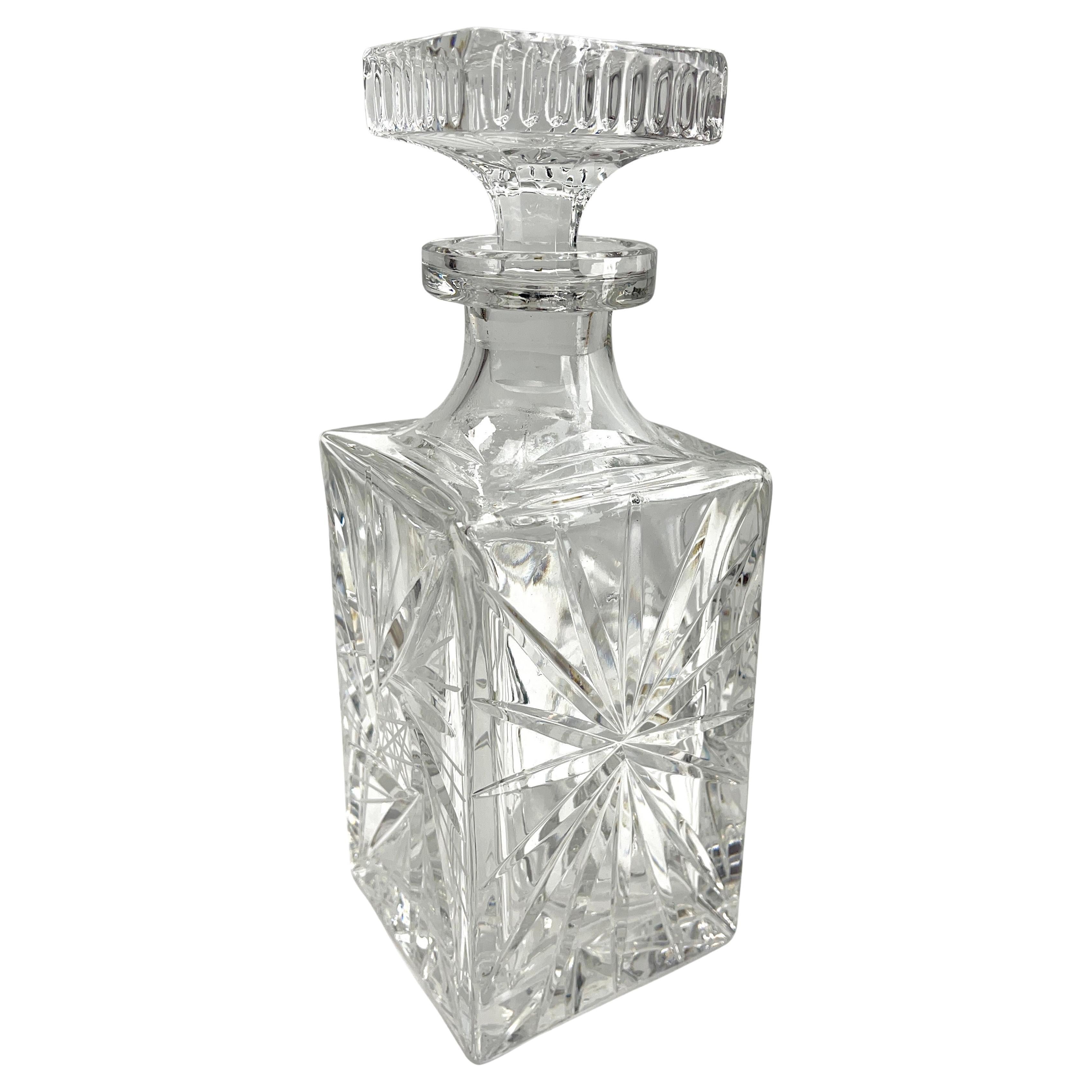 Val Saint Lambert Cut-Crystal Decanter 20th Century, Founded in 1826, Belgium in vendita