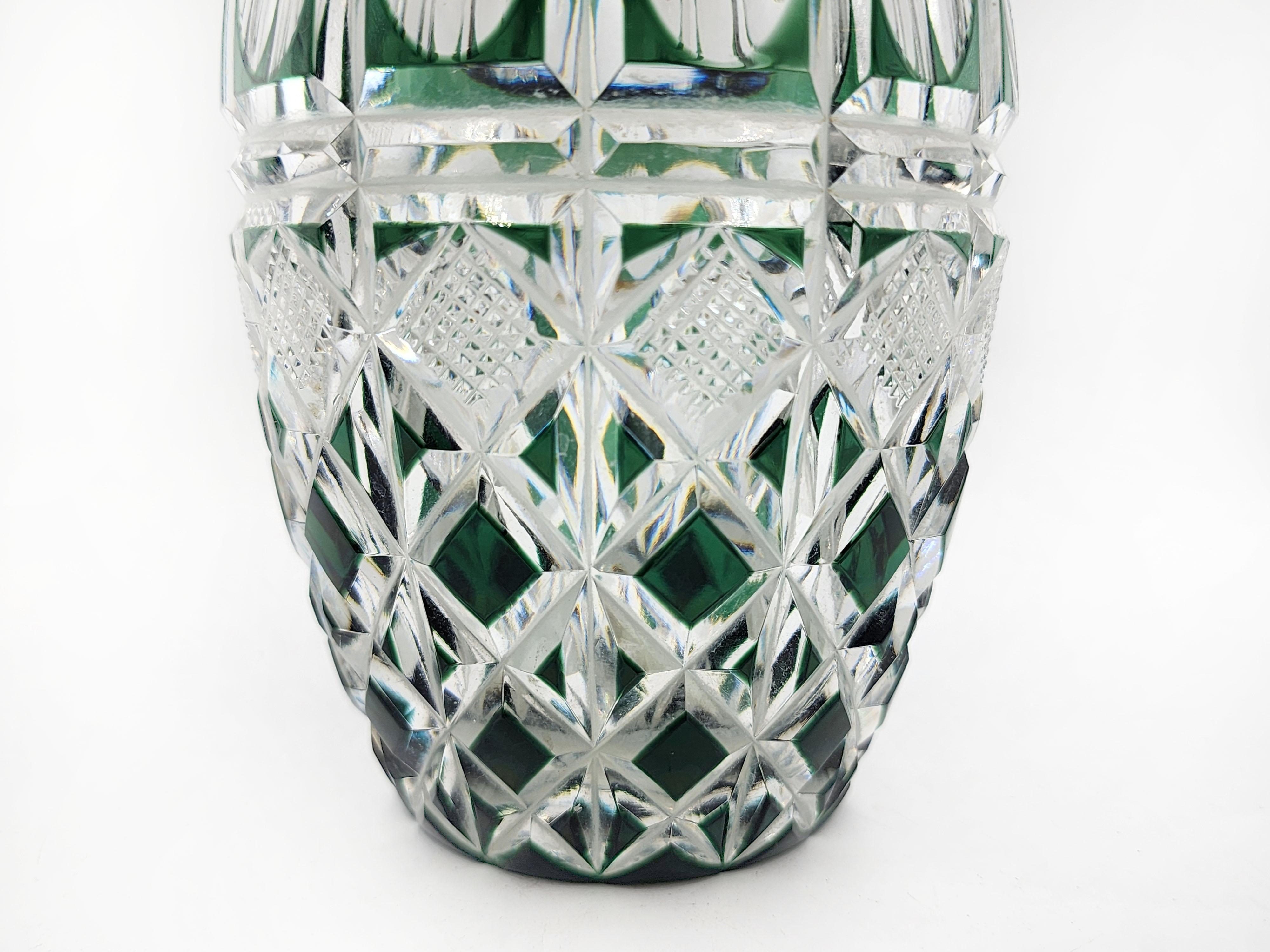 Jarrón de cristal tallado Val Saint Lambert de los años 60 Posmoderno en venta