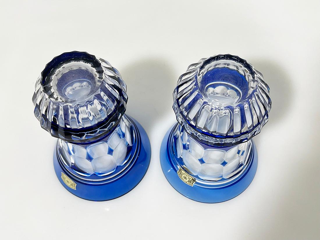 Val Saint Lambert cut-to clear small Crystal vases, Signed In Good Condition For Sale In Delft, NL