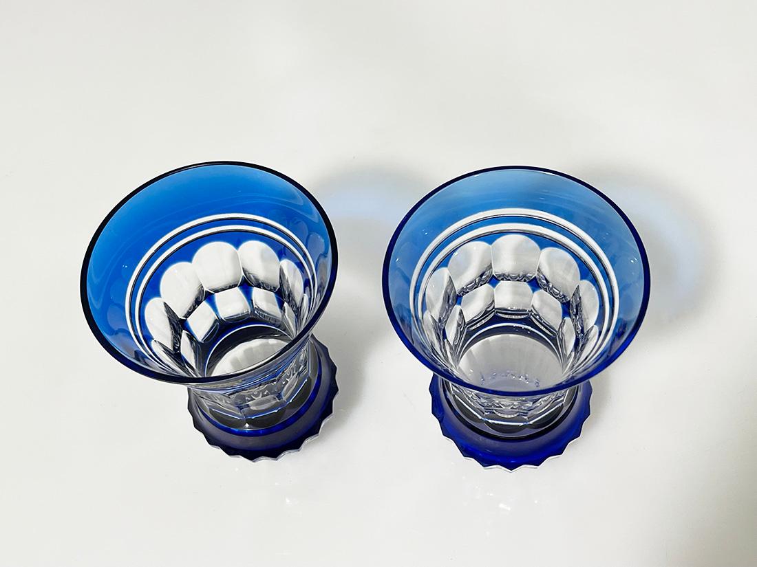 Val Saint Lambert cut-to clear small Crystal vases, Signed For Sale 1