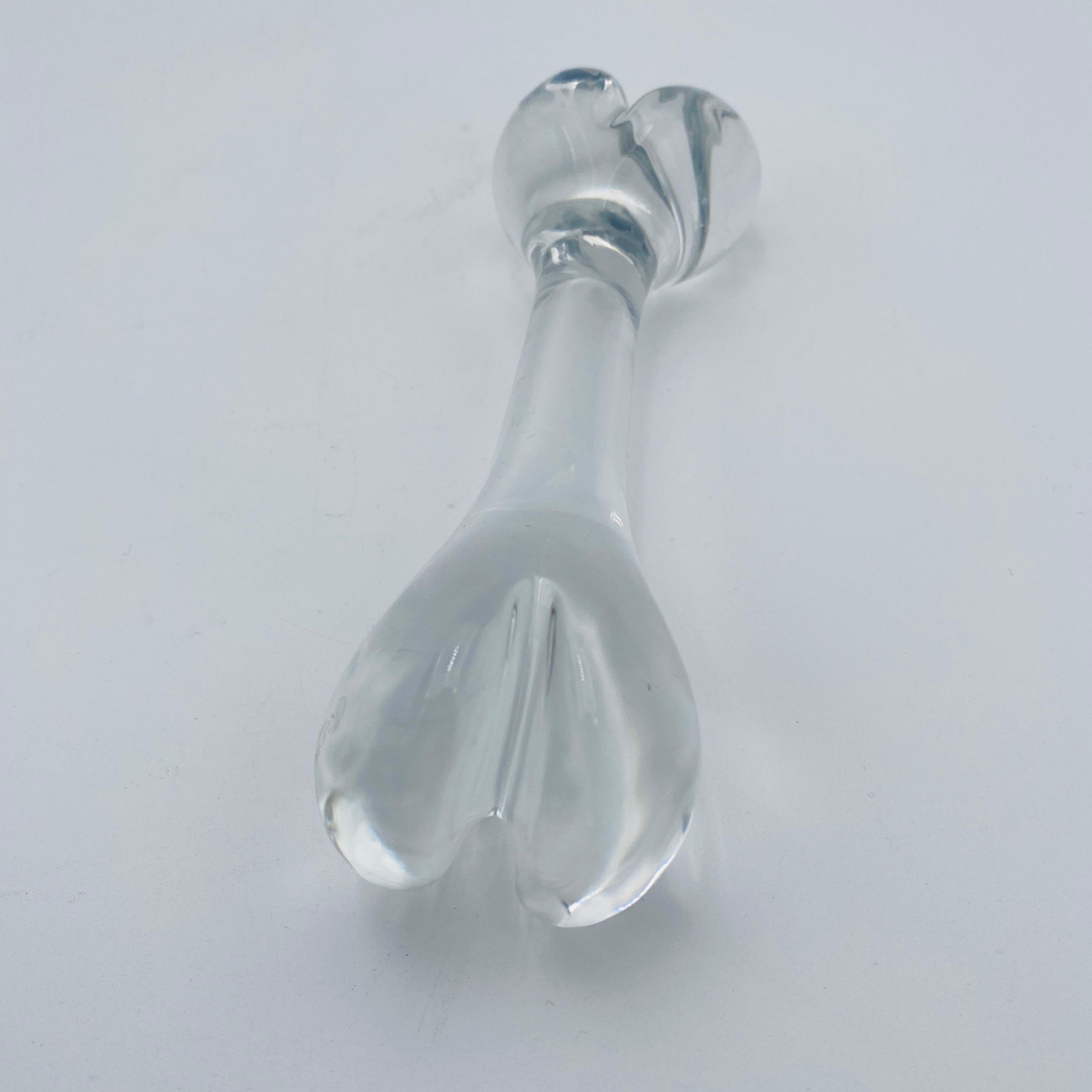Mid-20th Century Val Saint Lambert Dog Bone Sculpture Crystal Glass Paperweight, Belgium For Sale