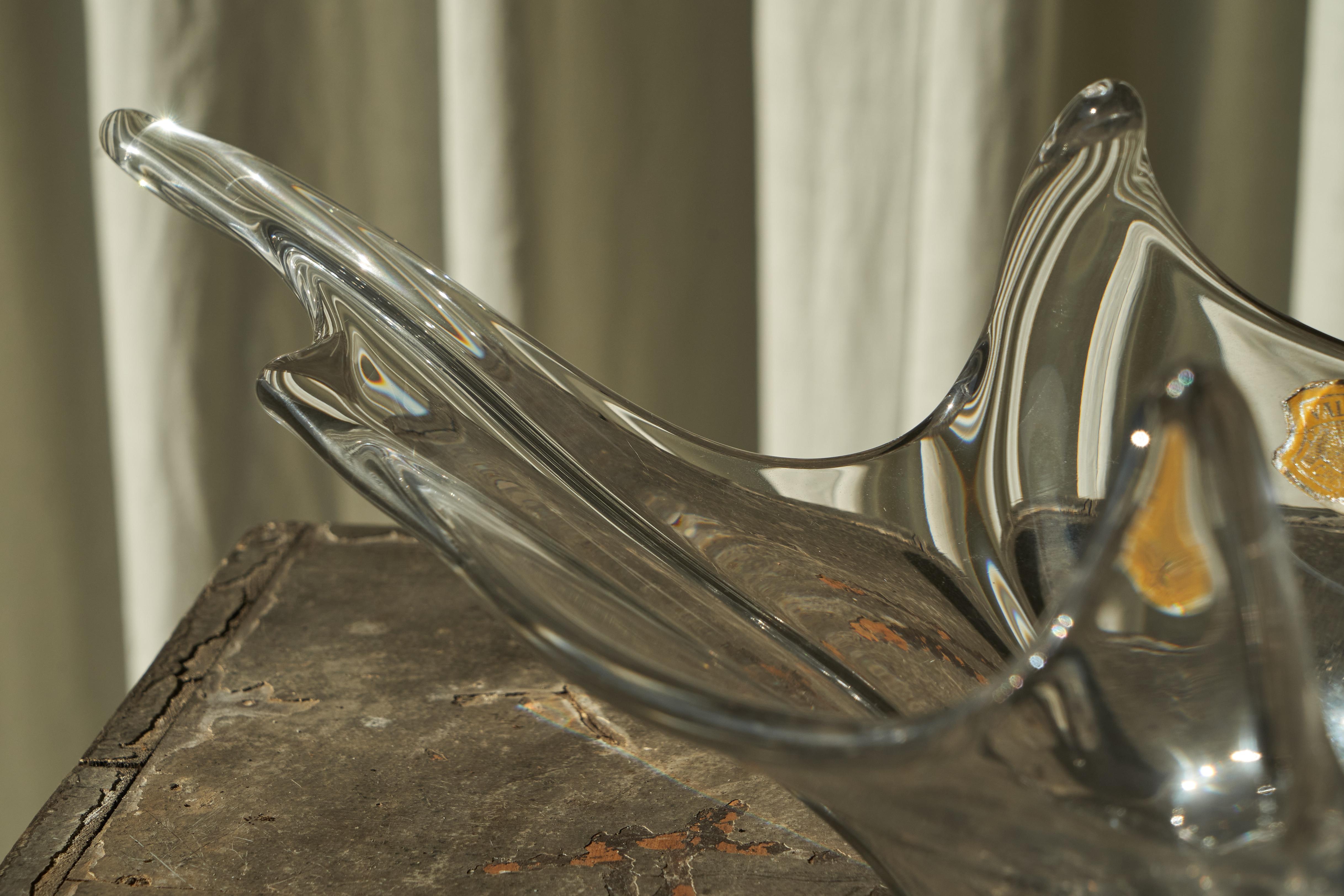 Val Saint Lambert Freeform Mid Century Crystal Centerpiece Belgium 1950s In Good Condition For Sale In Meer, VAN