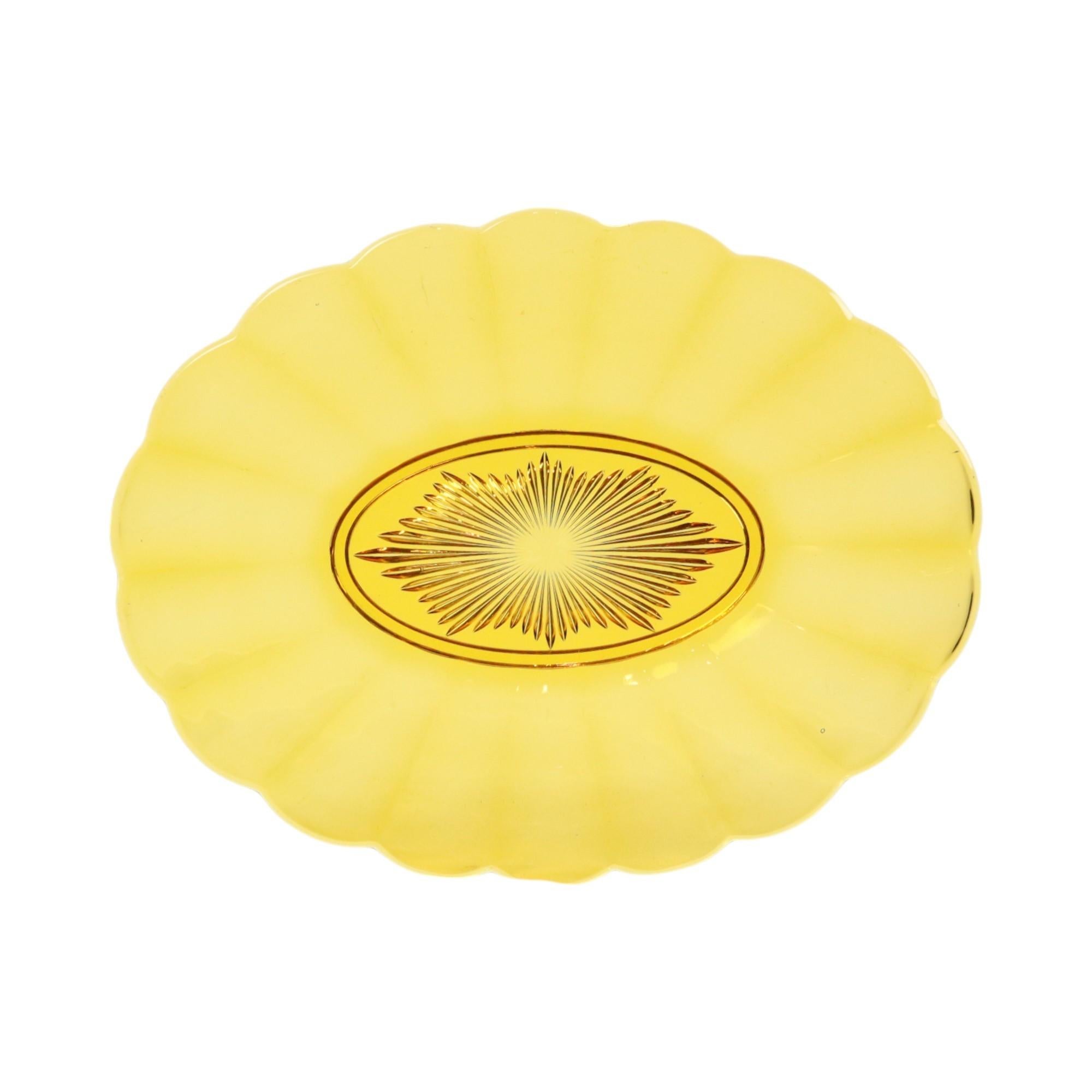 Art Déco Val Saint Lambert Fruttiera Ambra Luxval Art Deco 1935 in vendita