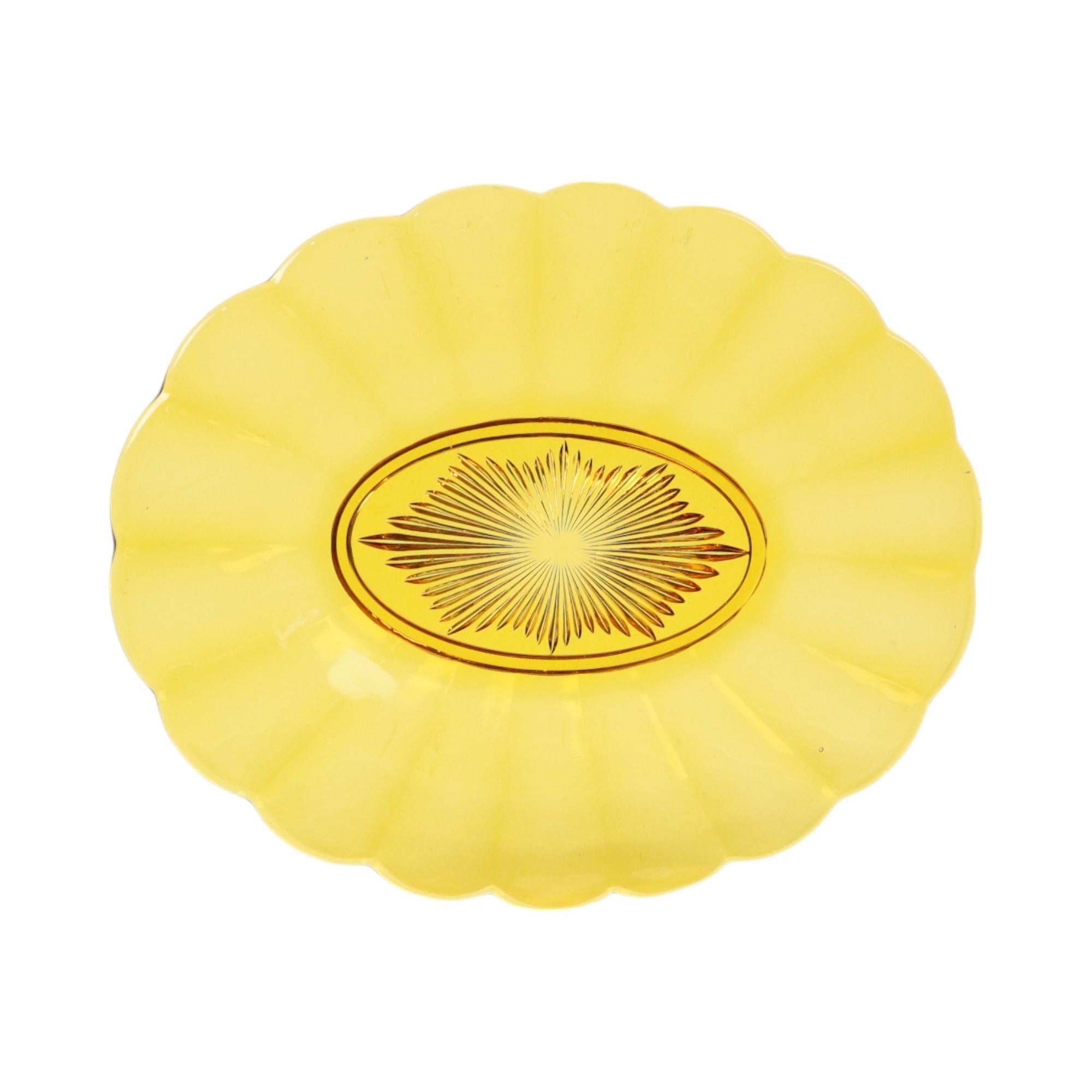 Belga Val Saint Lambert Fruttiera Ambra Luxval Art Deco 1935 in vendita