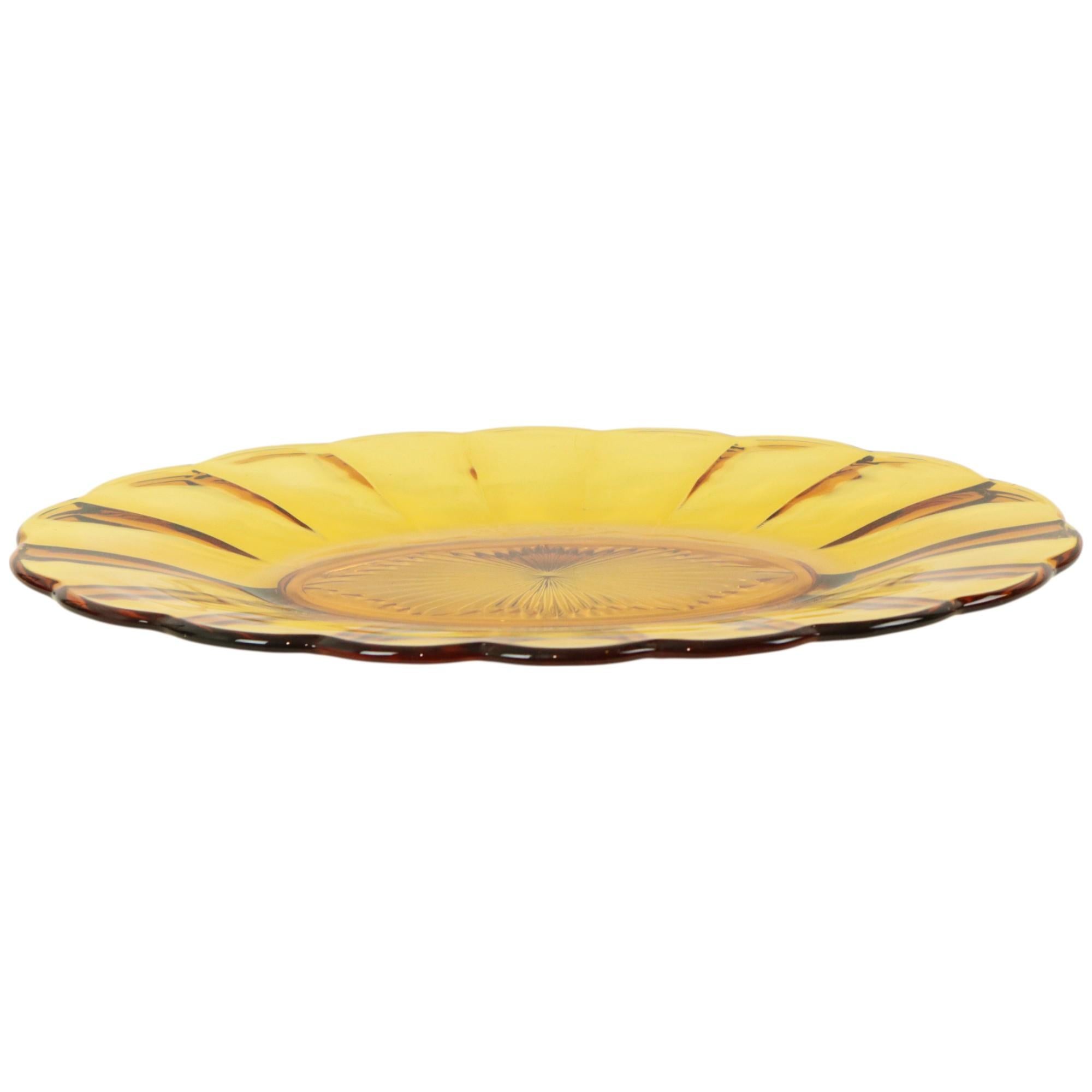 Vetro Val Saint Lambert Fruttiera Ambra Luxval Art Deco 1935 in vendita