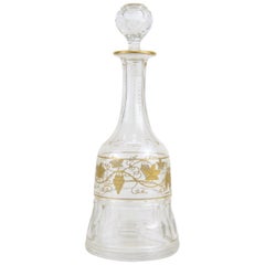 Val Saint Lambert gilt crystal decanter decorated with vines Belgium