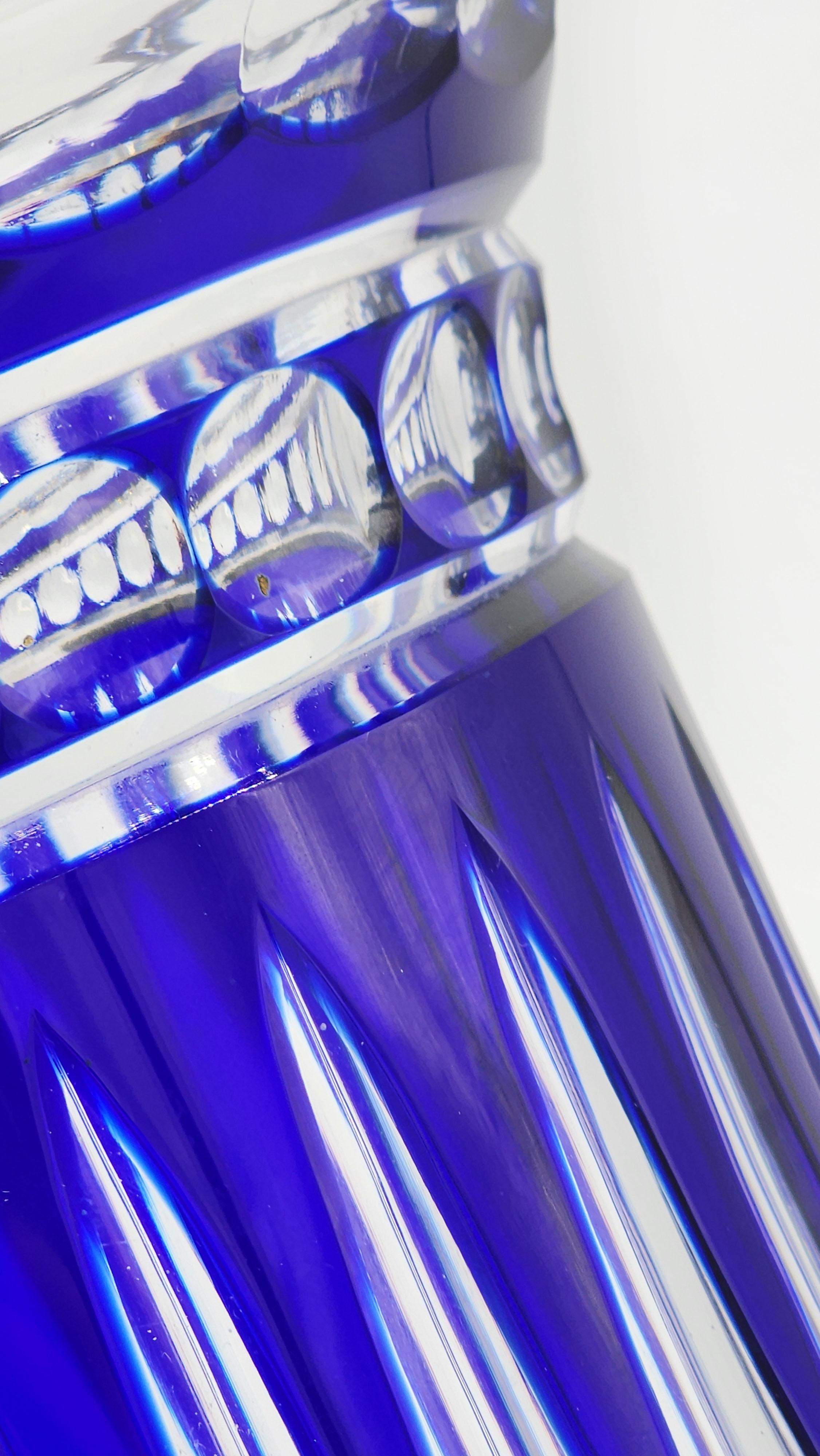 Art Déco Vaso in vetro Val Saint Lambert blu cobalto in vendita