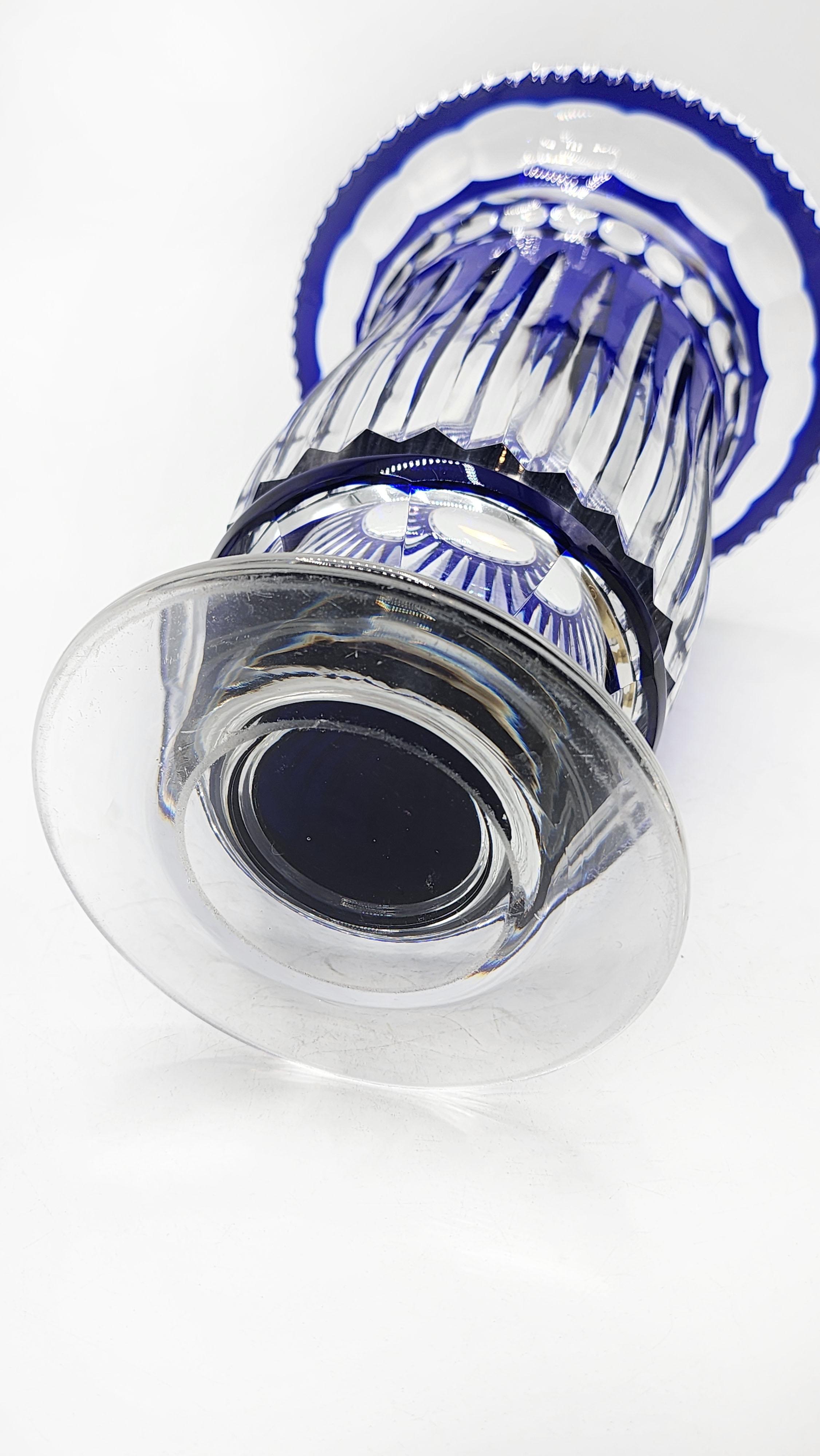 Belga Vaso in vetro Val Saint Lambert blu cobalto in vendita