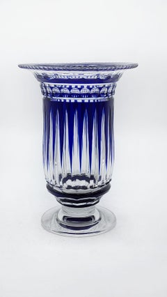 Val Saint Lambert glass vase in cobalt blue