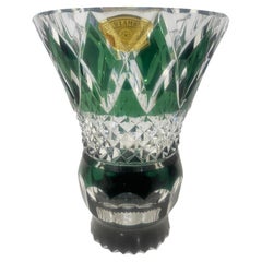 Vaso in cristallo verde Greene & Greene & Greene, firmato da Val Saint Lambert