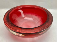 Val Saint Lambert Heavy Crystal Bowl with Air Bubbels 1960s