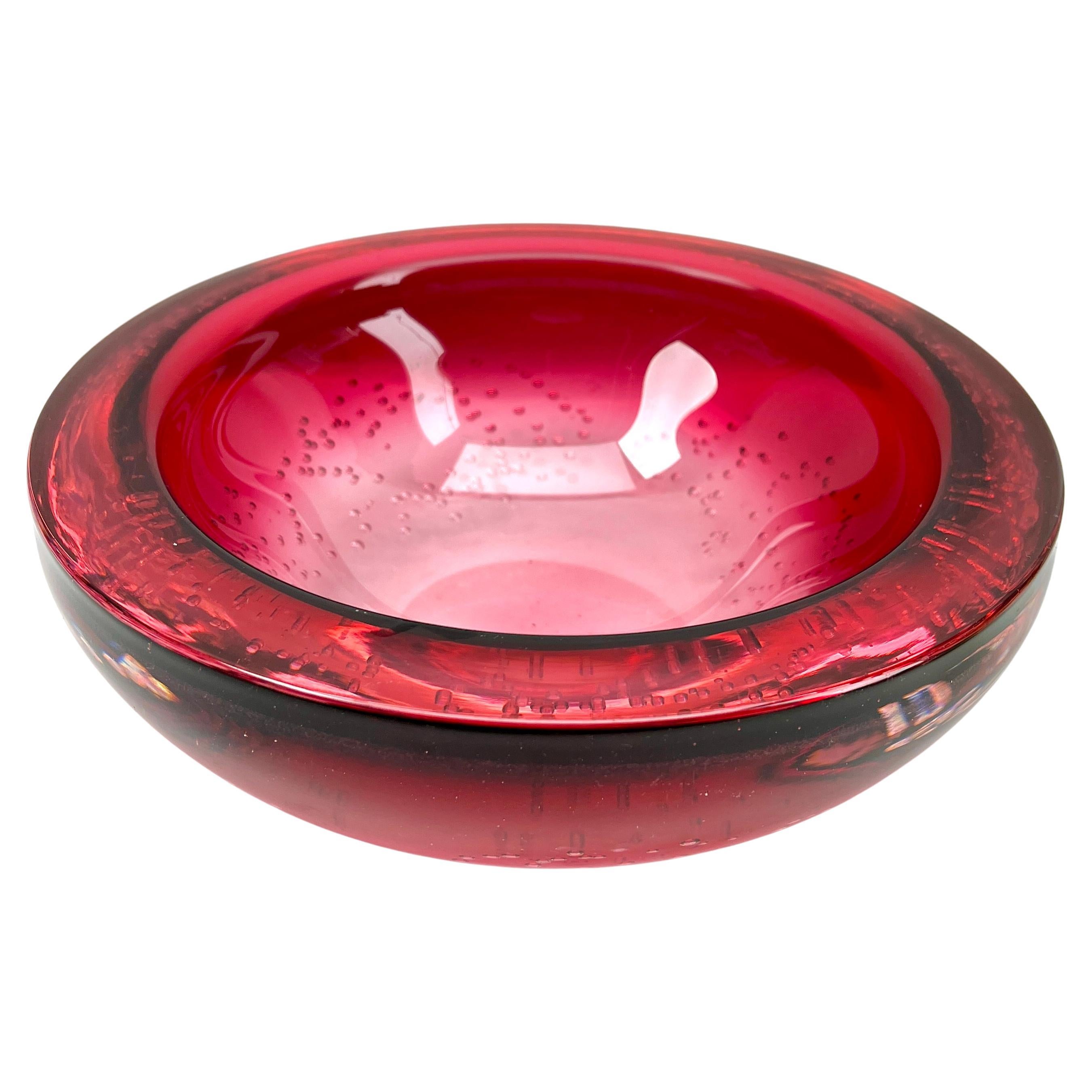 Val Saint Lambert Heavy Crystal Bowl with Air Bubbels 1960s