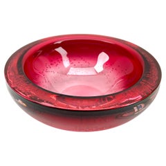 Val Saint Lambert Heavy Crystal Bowl with Air Bubbels 1960s