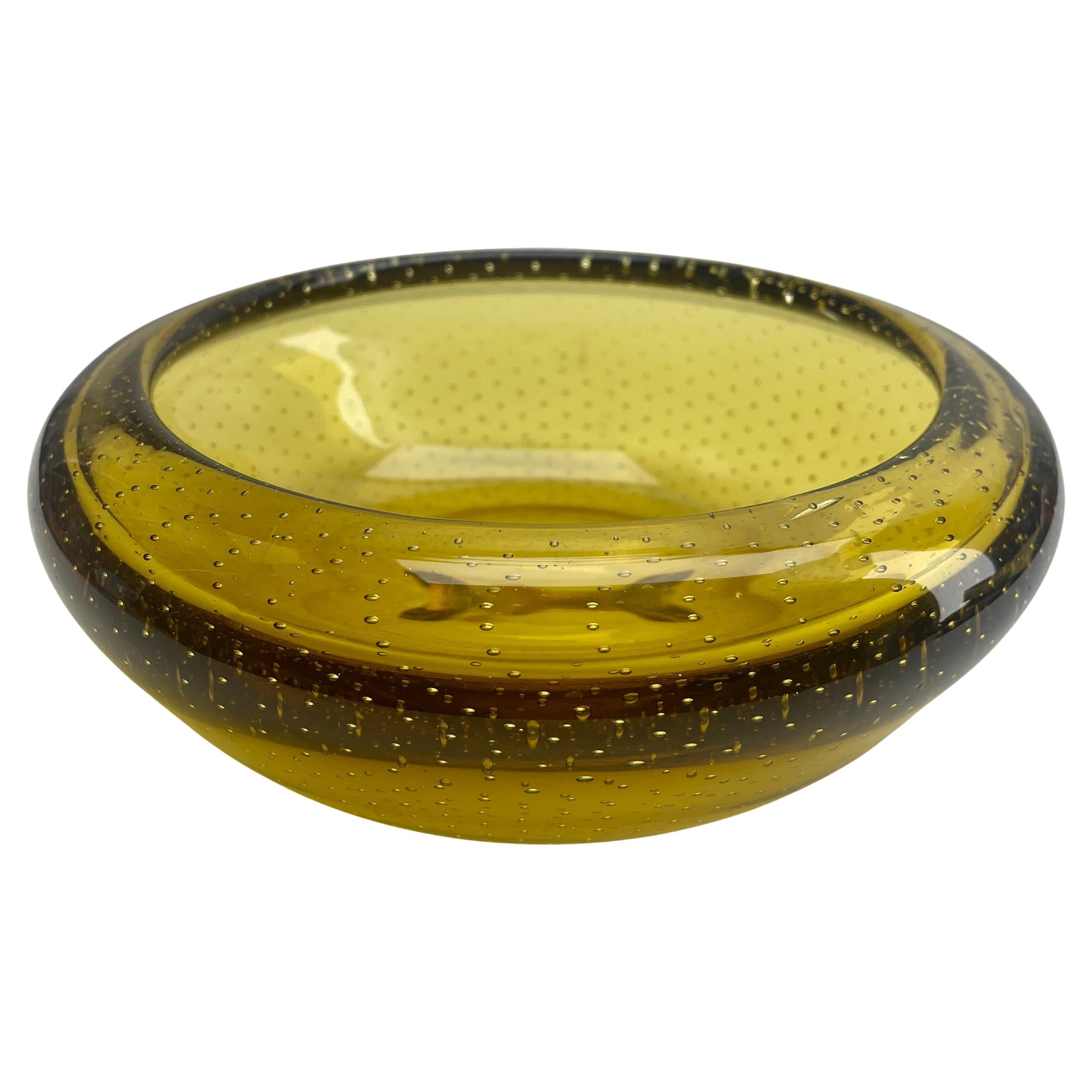 Val Saint Lambert Heavy Crystal Bowl with Controlled Spikes  1950s For Sale
