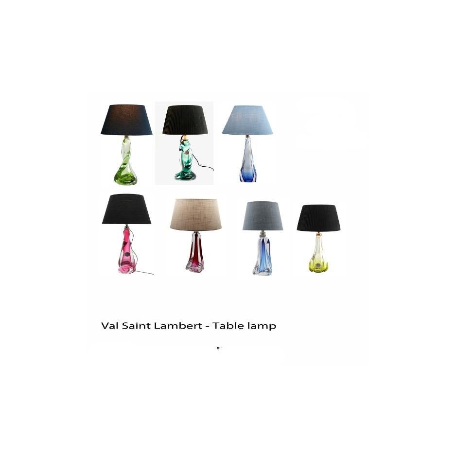 Val Saint Lambert Label Sommerso Technique Twisted Light Crystal Table Lamp For Sale 2