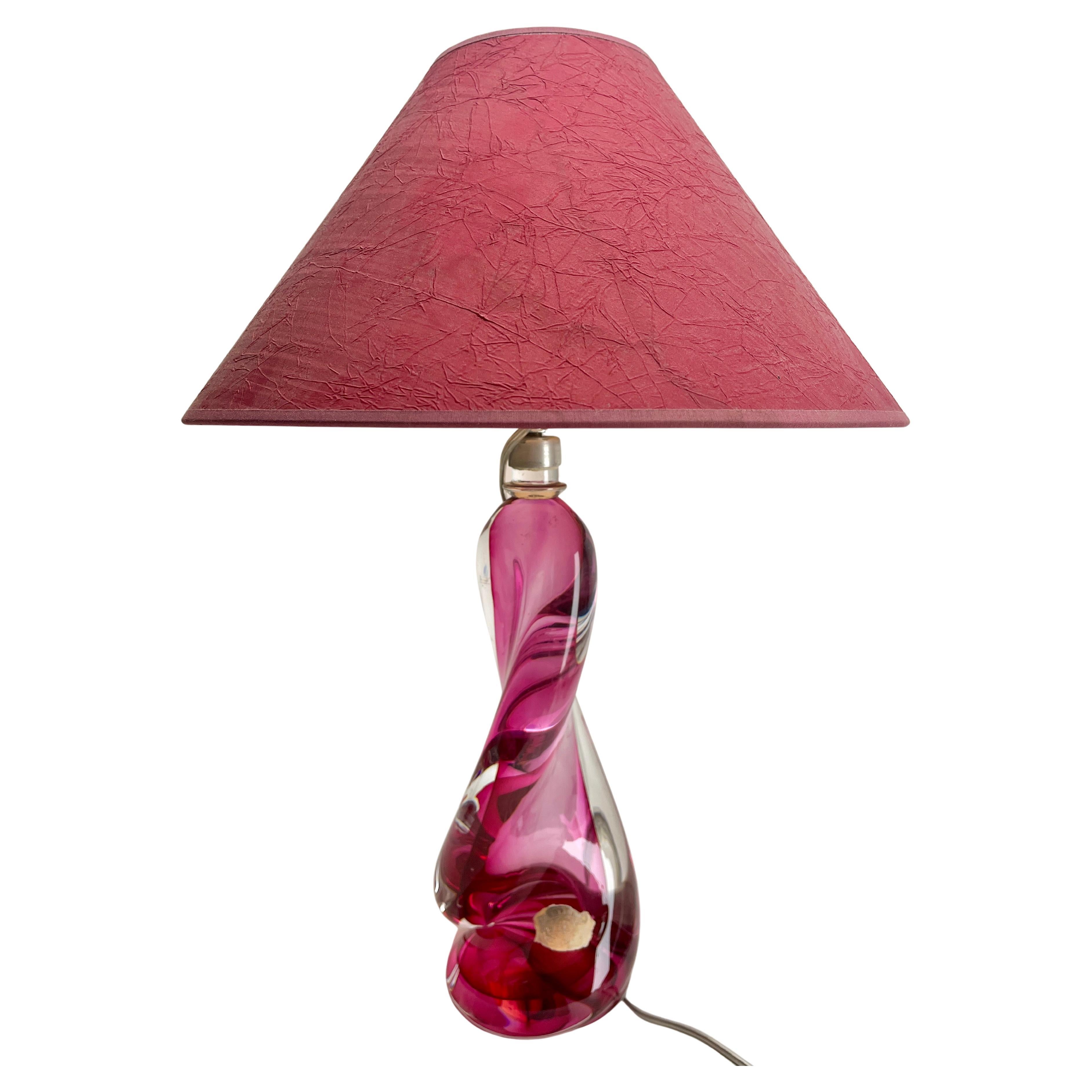 Val Saint Lambert Label Sommerso Technique Twisted Light Crystal Table Lamp