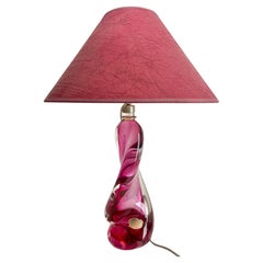 Val Saint Lambert Label Sommerso Technique Twisted Light Crystal Table Lamp