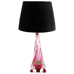 Val Saint Lambert Label 'Twisted Light' Crystal Glass Table Lamp, 1953