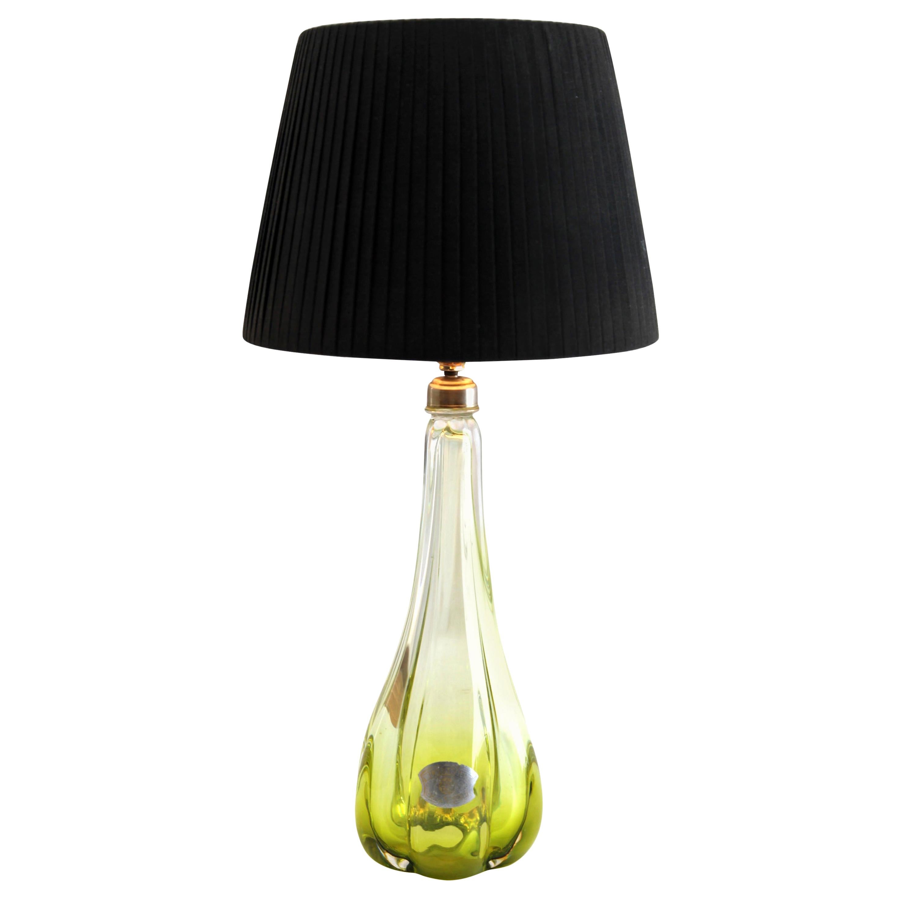 Lampe de bureau torsadée en cristal Val Saint Lambert Label, 1953