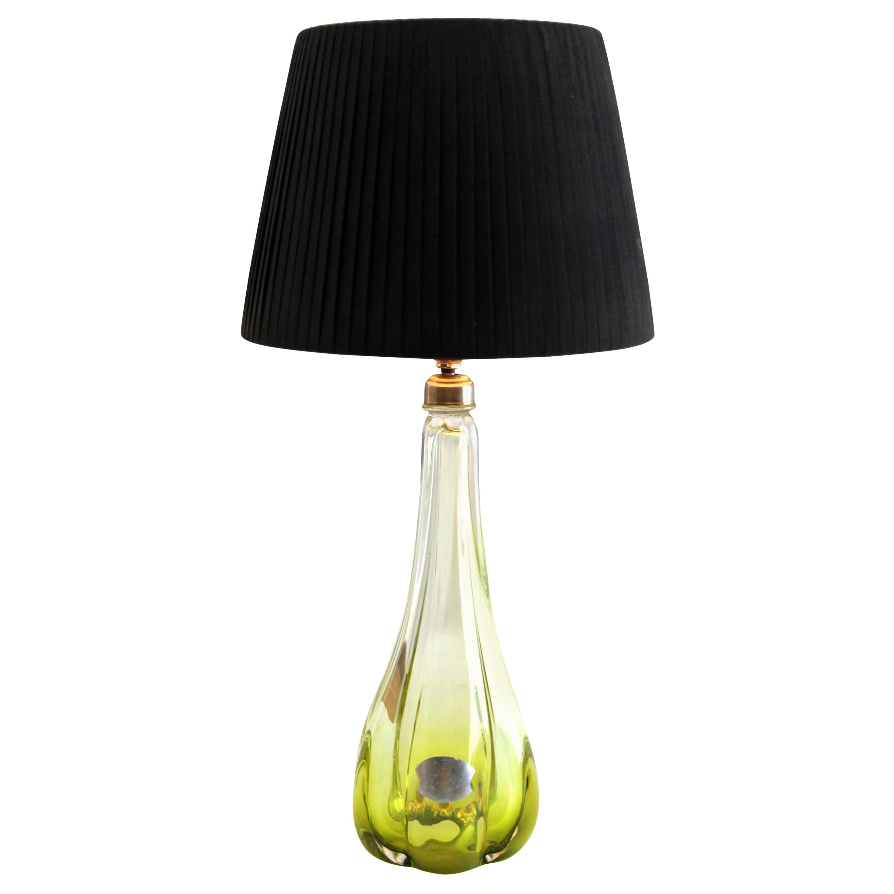 Val Saint Lambert Label 'Twisted Light' Crystal Glass Table Lamp, 1953 For Sale