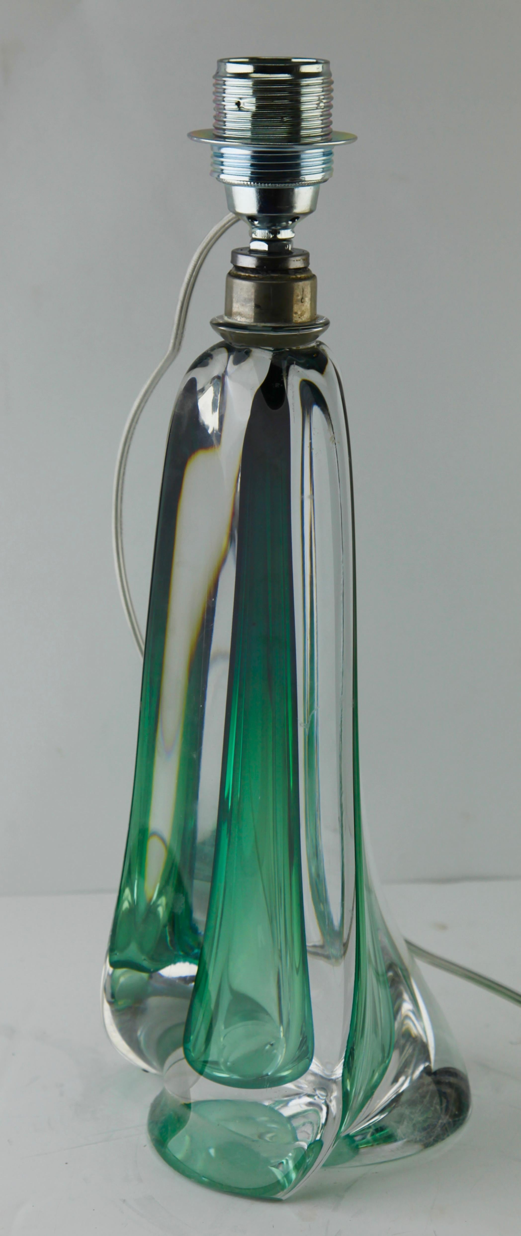 Mid-Century Modern Val Saint Lambert Label 'Twisted Light' Crystal Large Table Lamp, 1950s