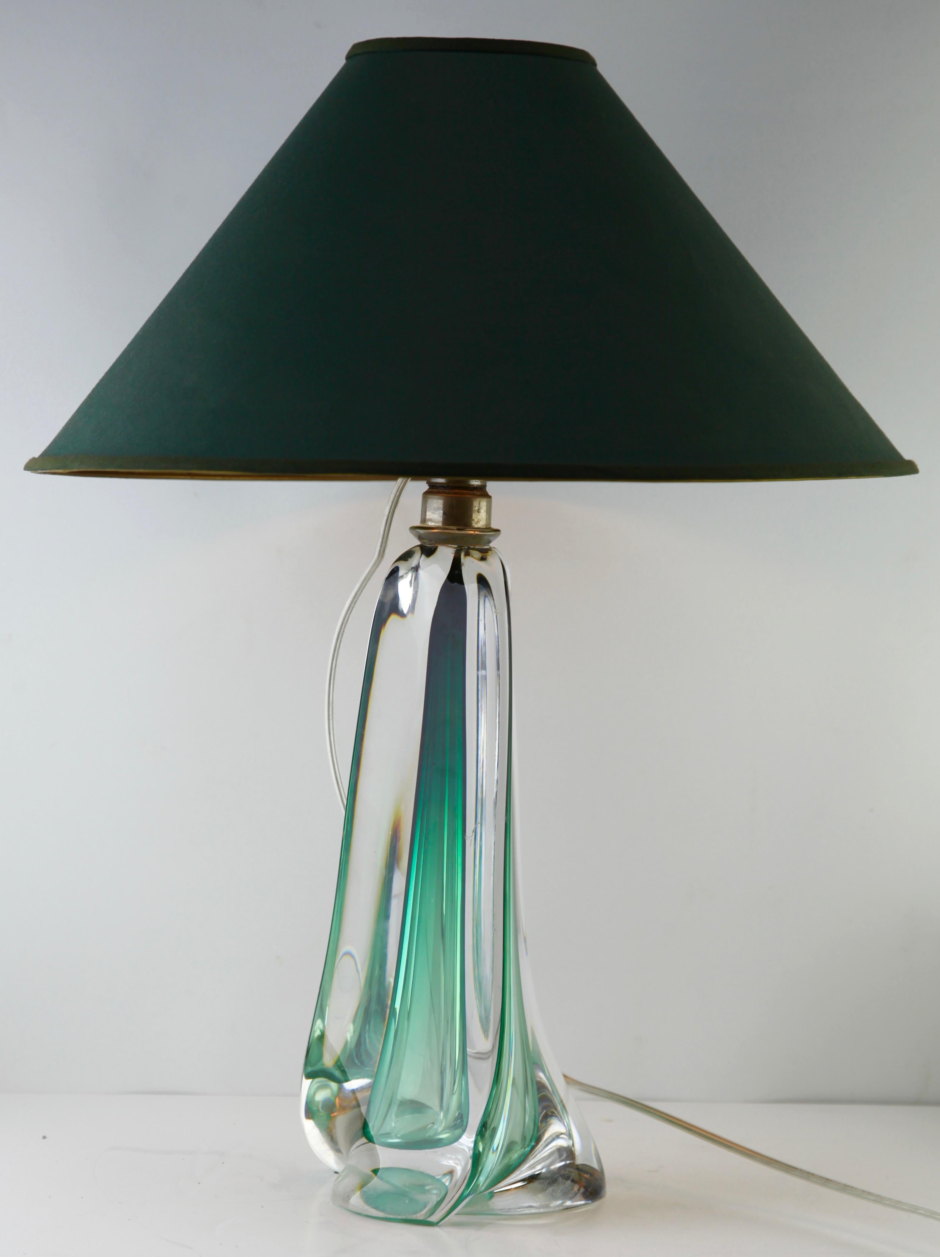 Hand-Crafted Val Saint Lambert Label 'Twisted Light' Crystal Large Table Lamp, 1950s