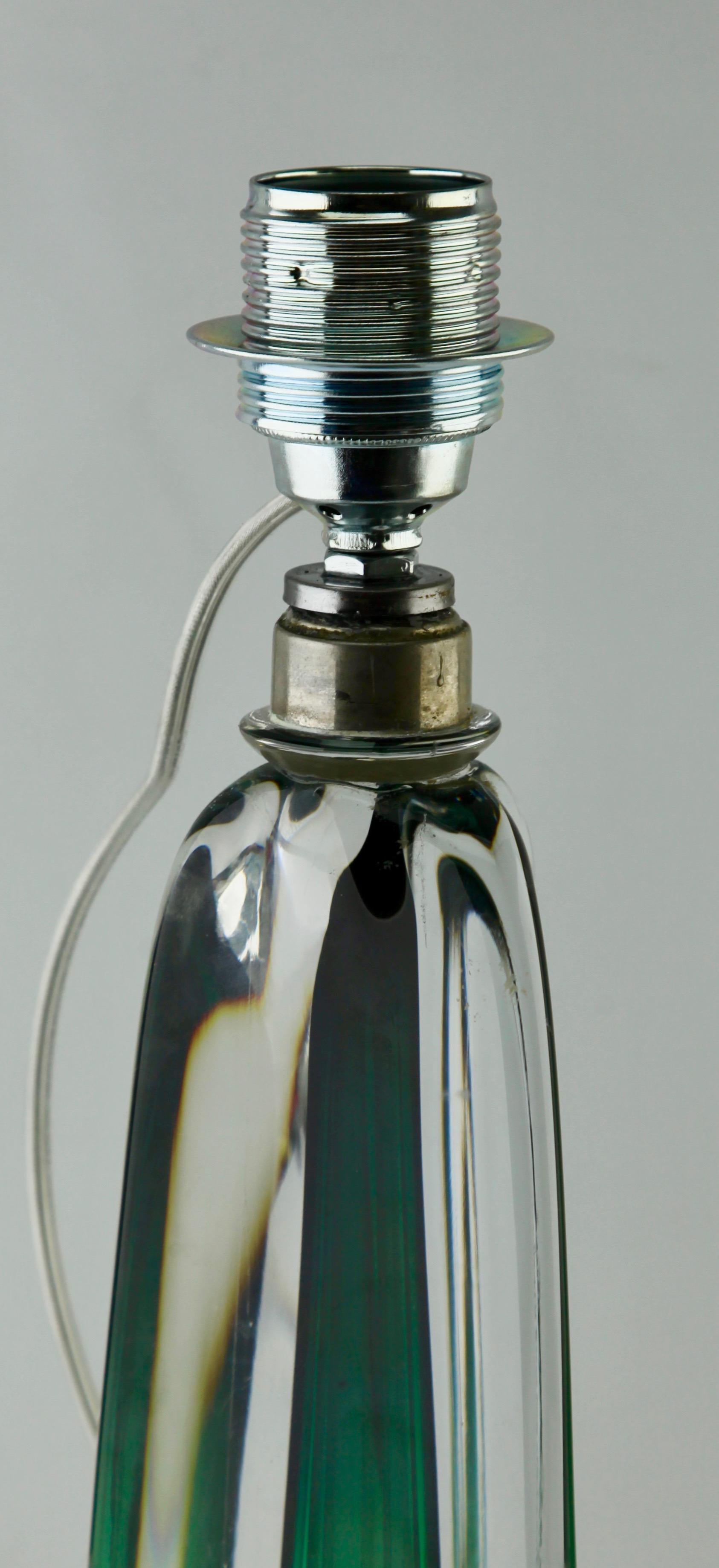 Val Saint Lambert Label 'Twisted Light' Crystal Large Table Lamp, 1950s 1