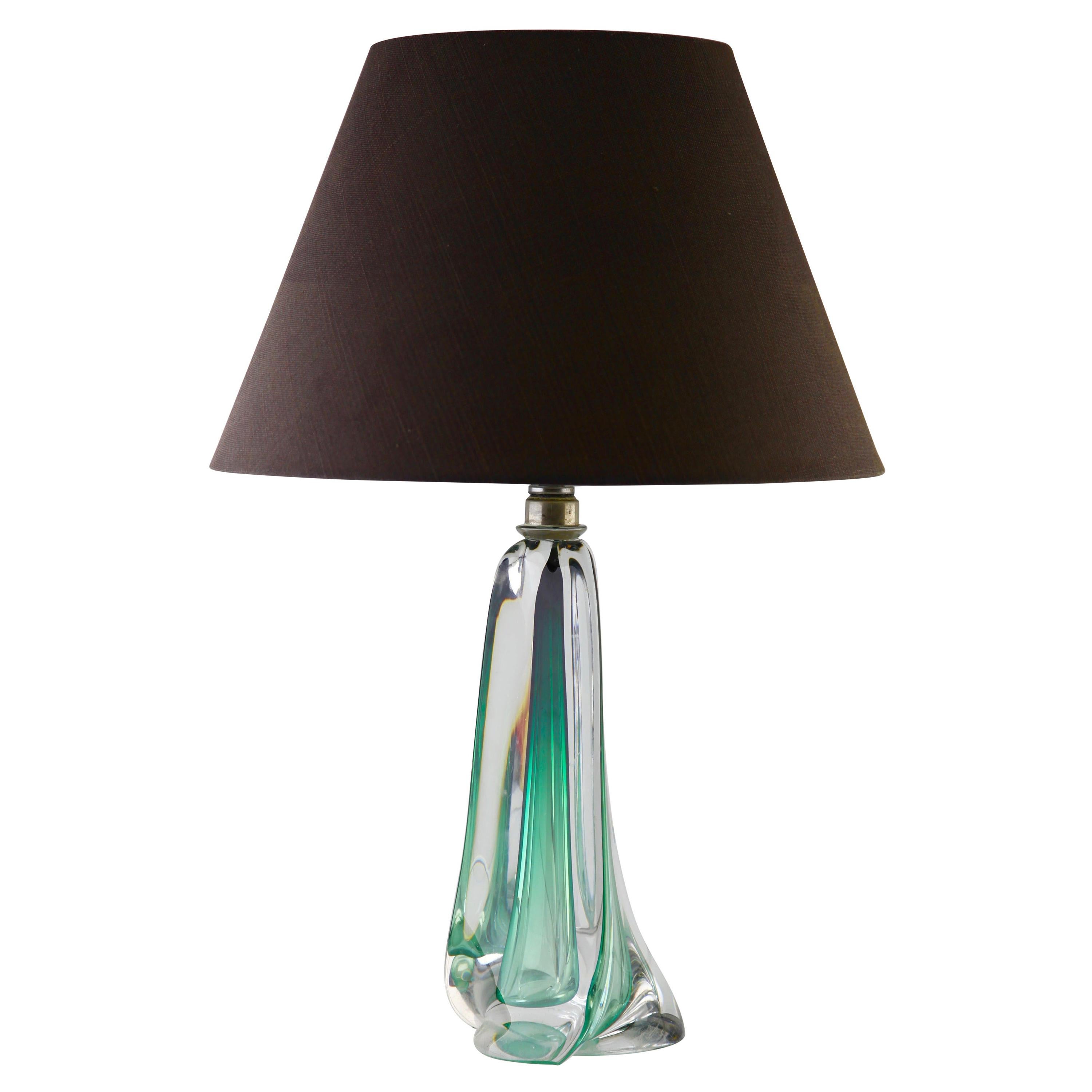 Val Saint Lambert Label 
Twisted Light
 Crystal Large Table Lamp, 1950s