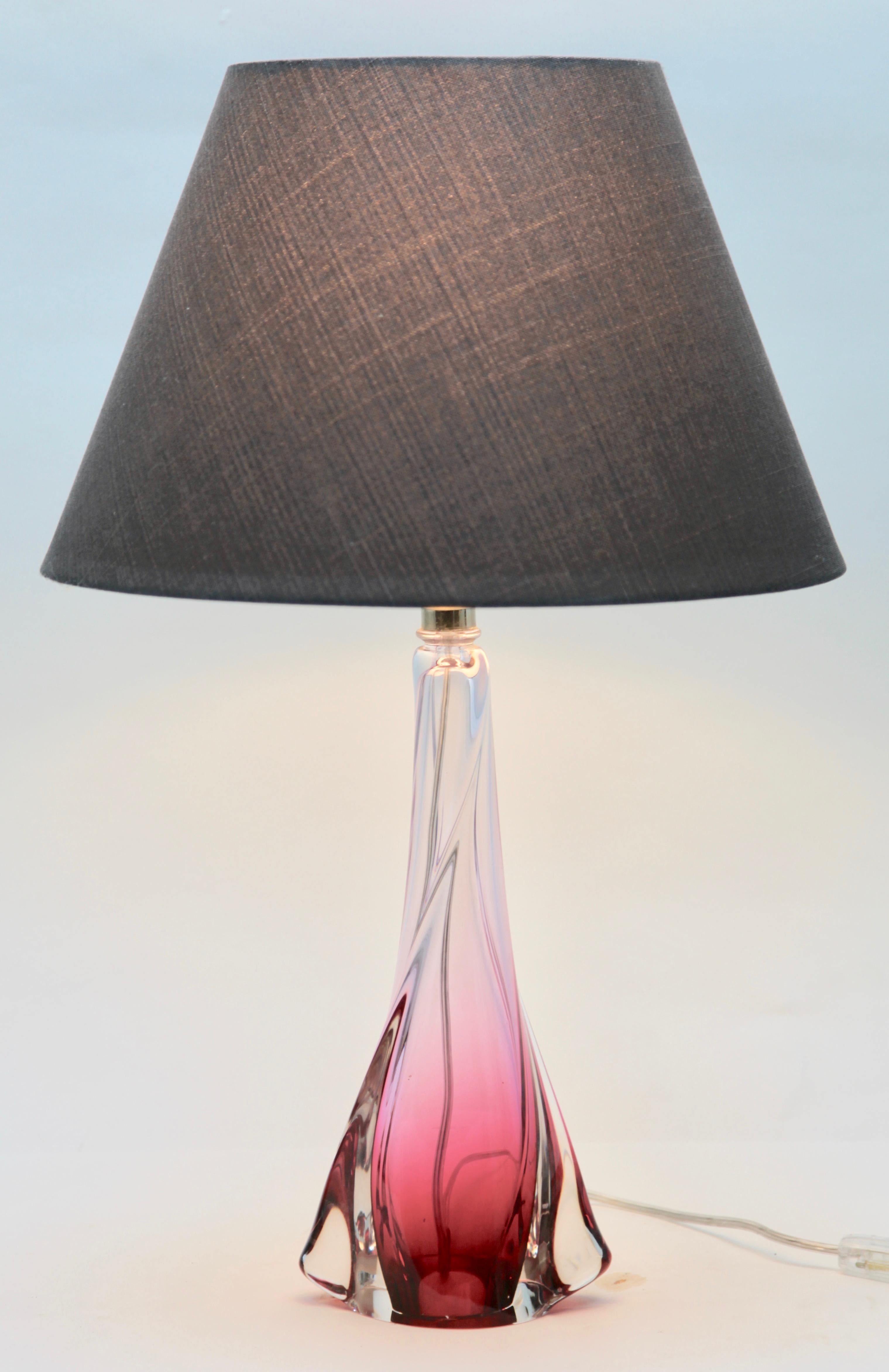 Hand-Crafted Val Saint Lambert Label 'Twisted Light' Crystal Table Lamp, 1953