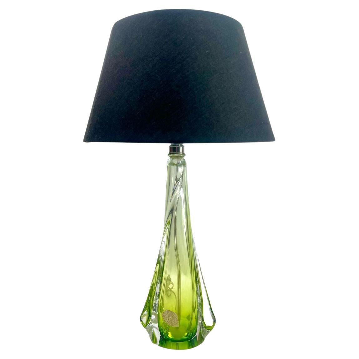 Val Saint Lambert LABEL 'Twisted Light' Crystal Table Lamp, Belgium 1950s For Sale