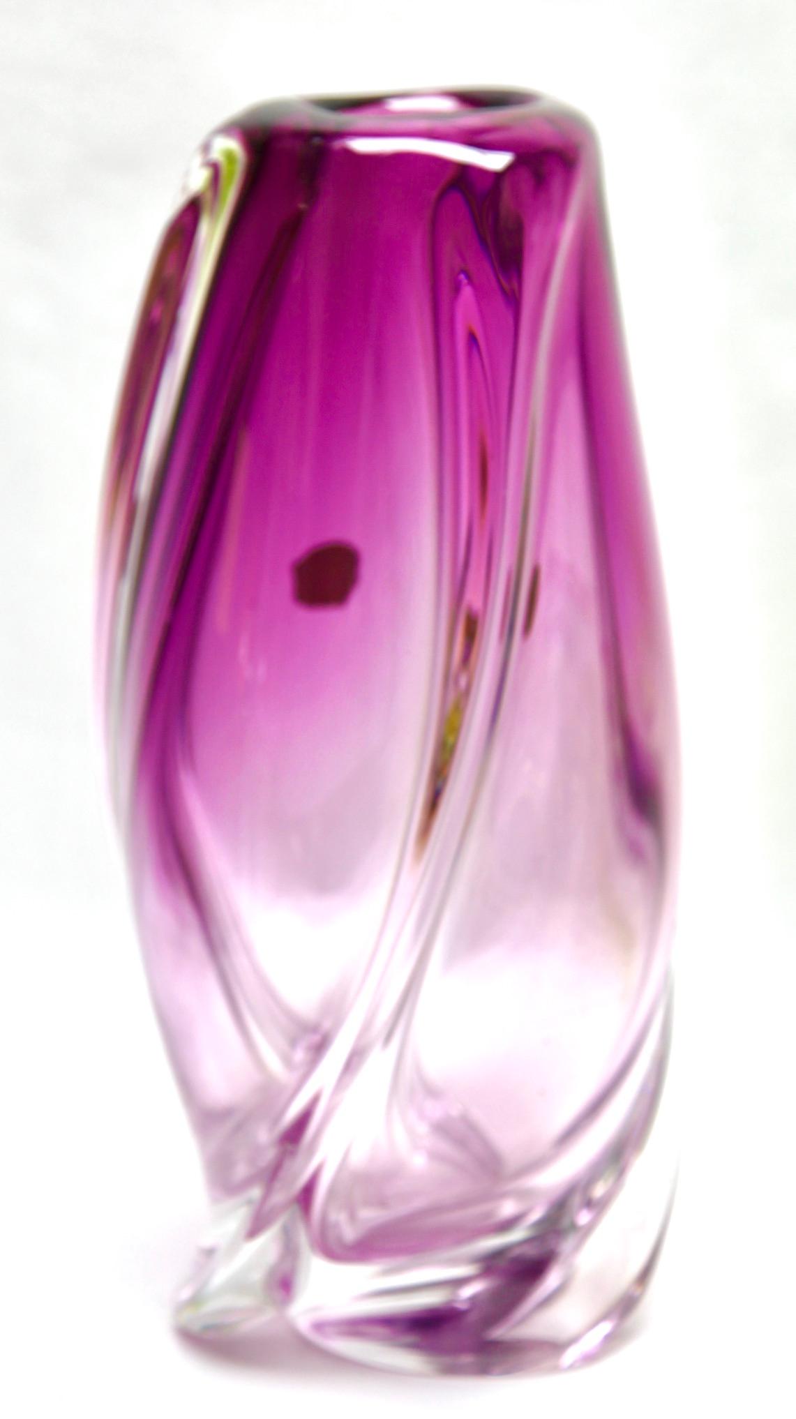Lampe de bureau torsadée et grand vase en cristal Val Saint Lambert Label 1952 en vente 5