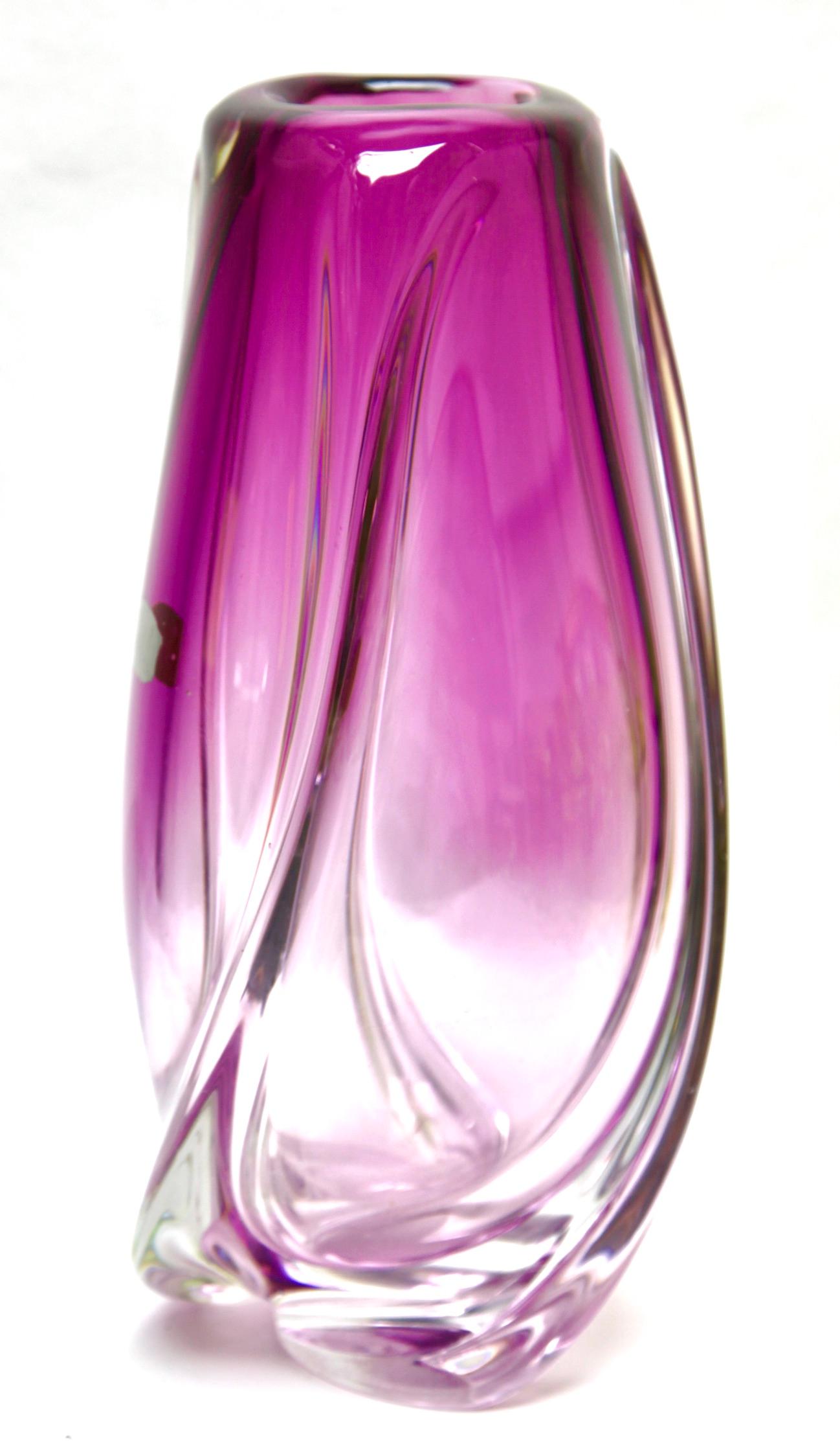 Lampe de bureau torsadée et grand vase en cristal Val Saint Lambert Label 1952 en vente 6