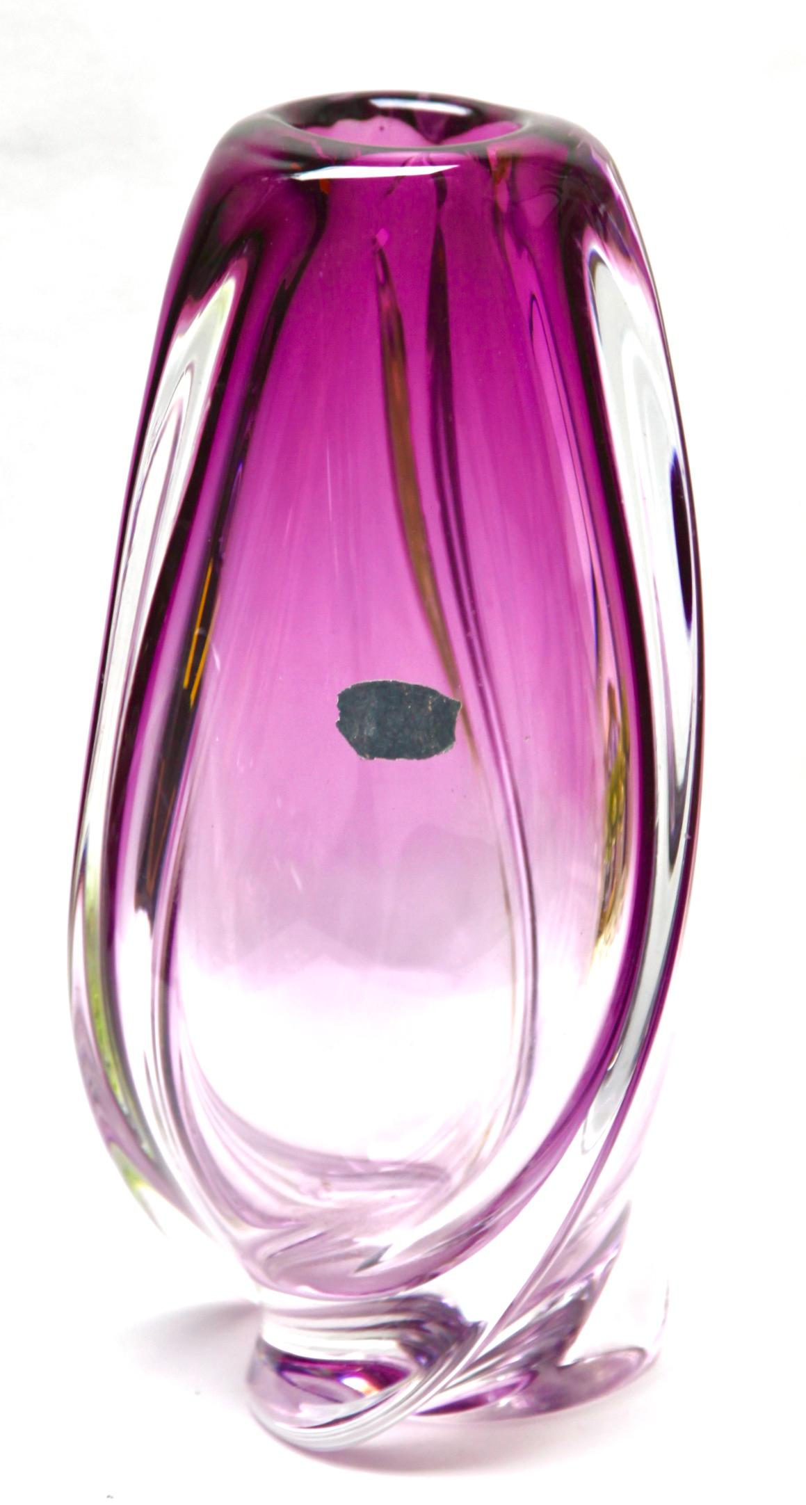 Lampe de bureau torsadée et grand vase en cristal Val Saint Lambert Label 1952 en vente 7