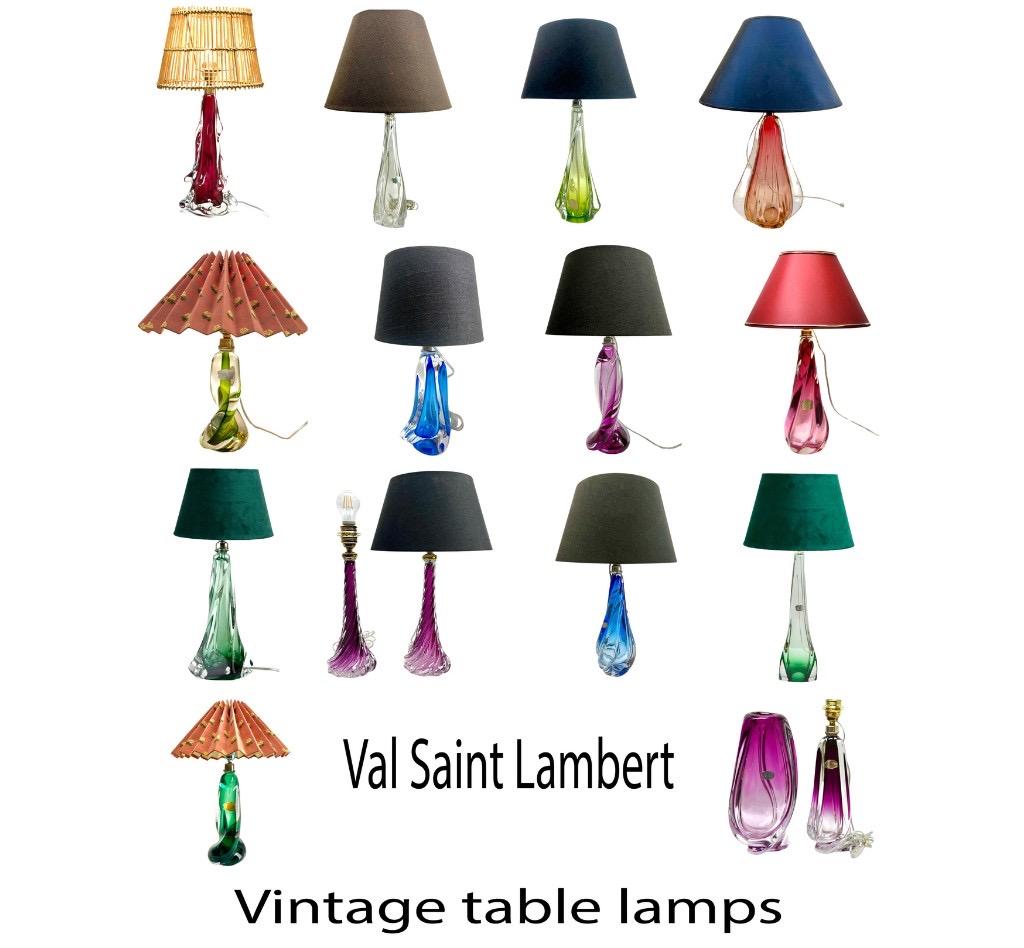 Saint Lambert Label ''Twisted Table Lampe + Große Vasse aus Kristall 1952 im Angebot 11