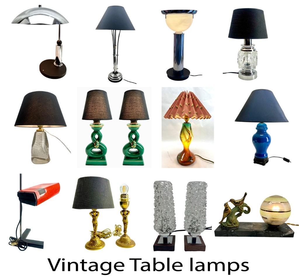 Saint Lambert Label ''Twisted Table Lampe + Große Vasse aus Kristall 1952 im Angebot 12