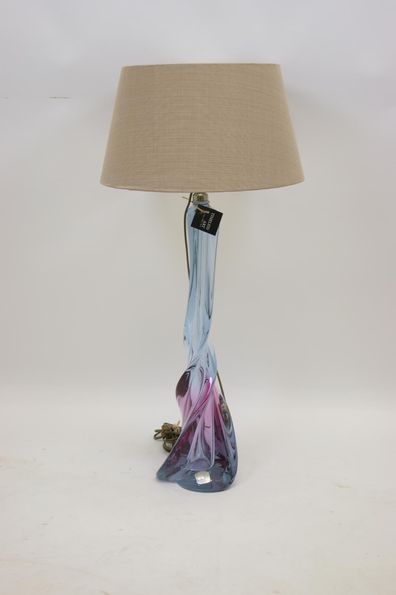 Glass Val Saint Lambert Lamp Base Rare For Sale