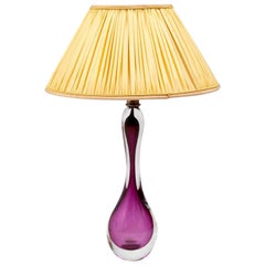 Val-Saint-Lambert, Lamp in Transparent and Purple Moulded Crystal, 1960s