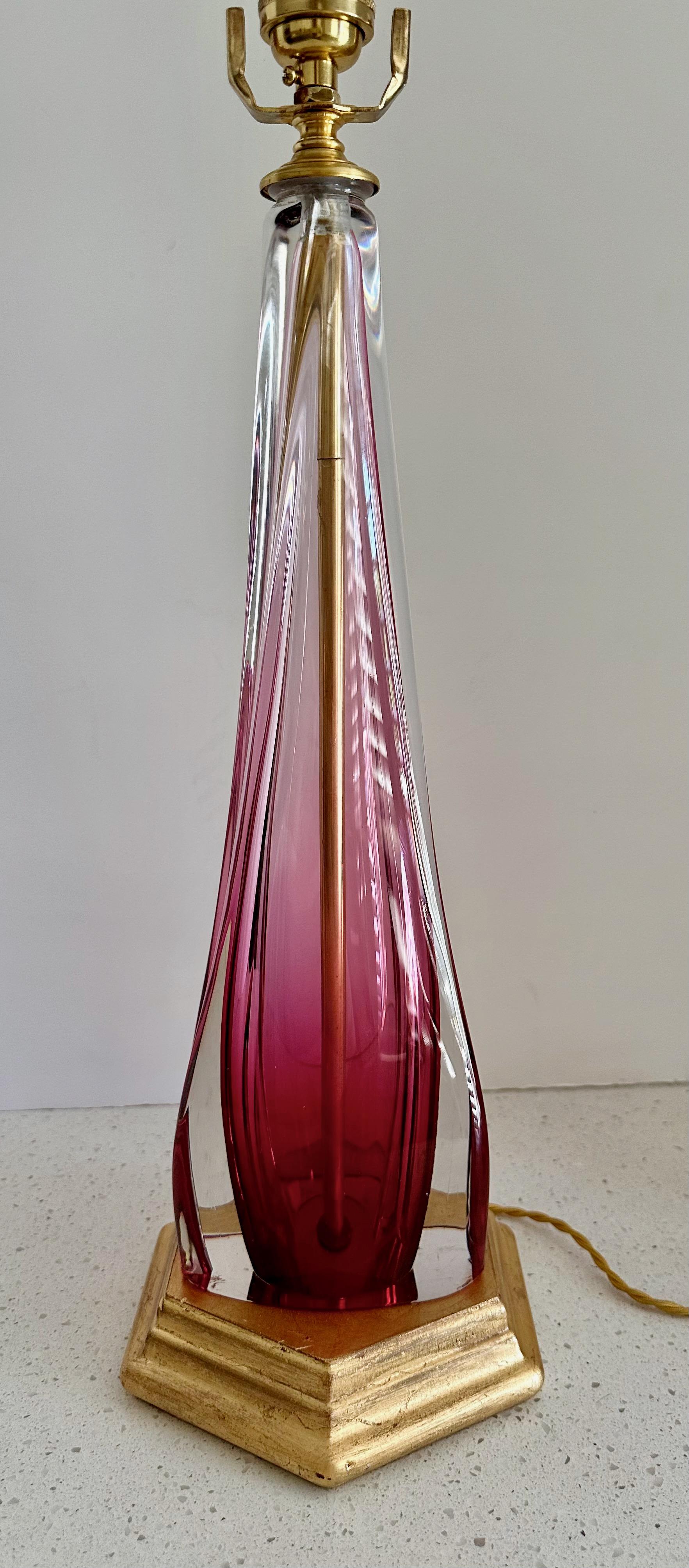 Val Saint Lambert Lamp Ruby Red Crystal Table Lamp For Sale 9