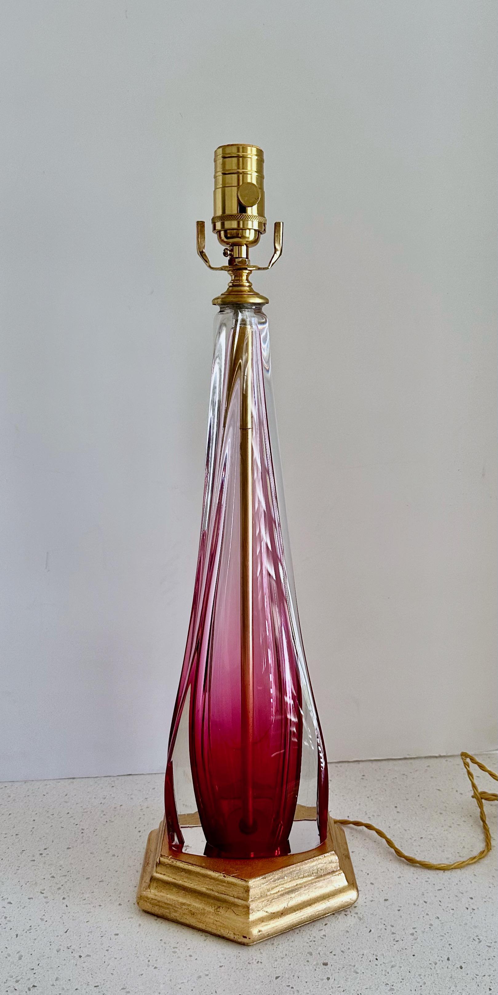 Val Saint Lambert Lamp Ruby Red Crystal Table Lamp For Sale 10
