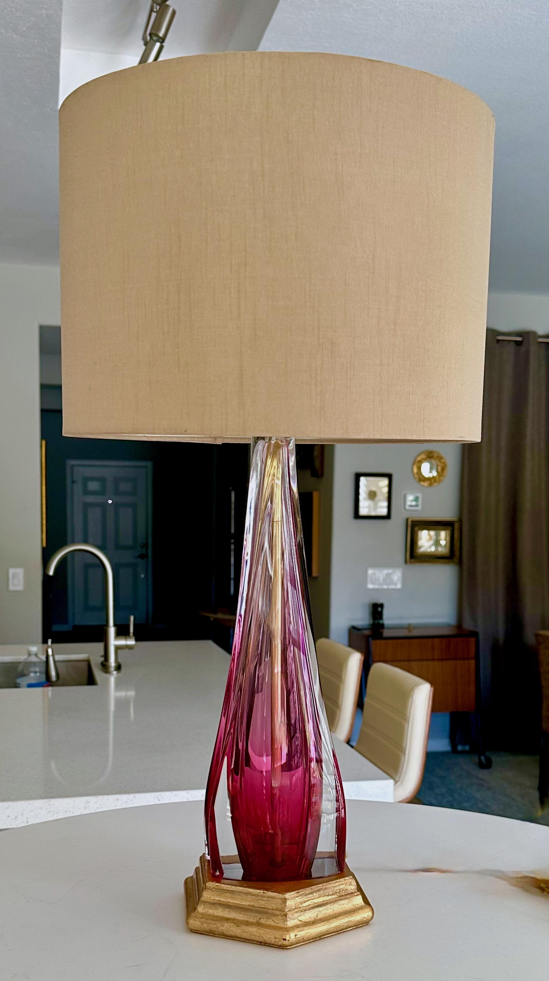Val Saint Lambert Lamp Ruby Red Crystal Table Lamp For Sale 11
