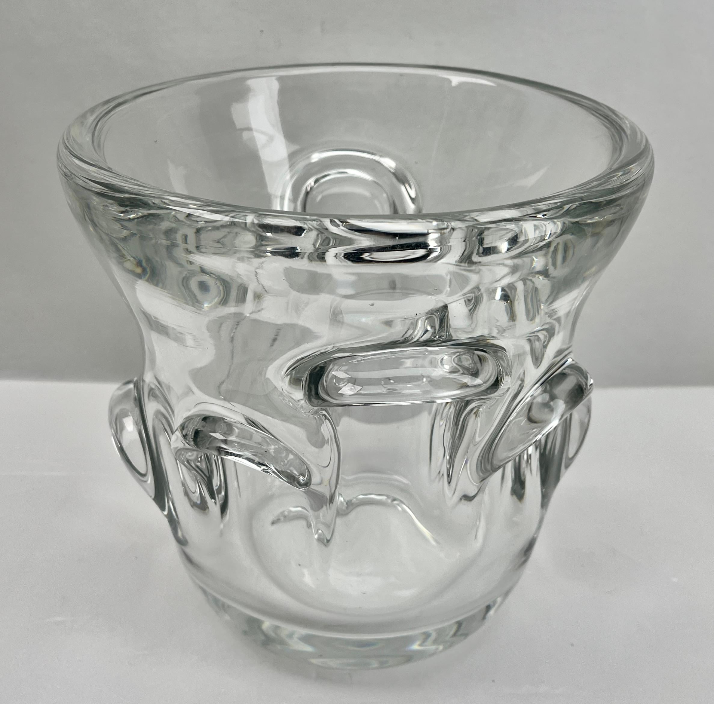 Mid-Century Modern Val Saint Lambert Large Clear Crystal Champagne Wine Bucket Cooler or Vase For Sale